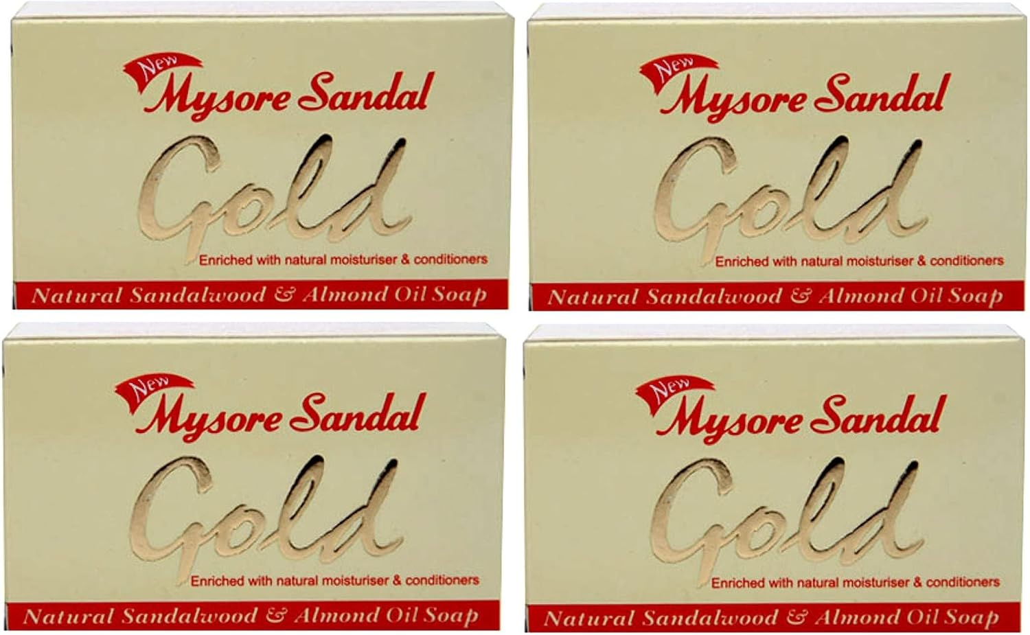 Mysore Sandal Gold Soap, 125 Grams per Unit (Pack of 4) - Purest Sandalwood Soap - 100% Pure Essential Oils - Grade 1 Soap - TFM 80% - Suitable for ALL Skin Type - Enriched with Natural Moisturizer & Conditioners - Zero Dryness - Natural Sandalwood & Almond Oil Soap image number 2