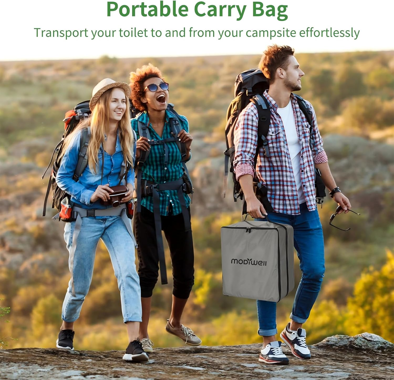 Modiwell LE-310 Dry Flush Toilet Carrying Bag with Waterproof Cover, Portable Travel Toilet Storage Organizer Protector for Camping, Hiking, RV Trips image number 5