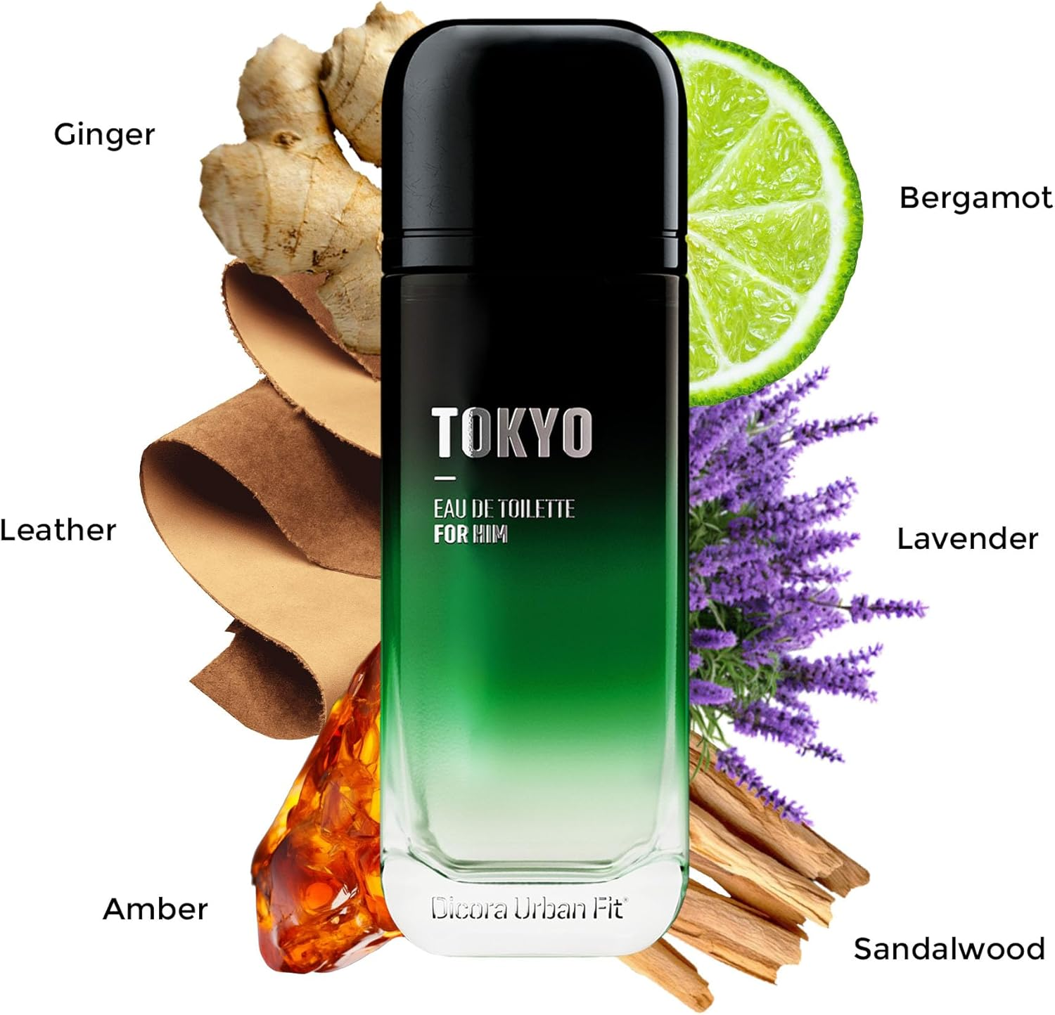 Tokyo by Dicora Urban Fit - Cologne for Men - Notes of Ginger, Bergamot, Lavender, and Leather - Sensual, Irresistible Fragrance - 5.07 Oz EDT Spray image number 1