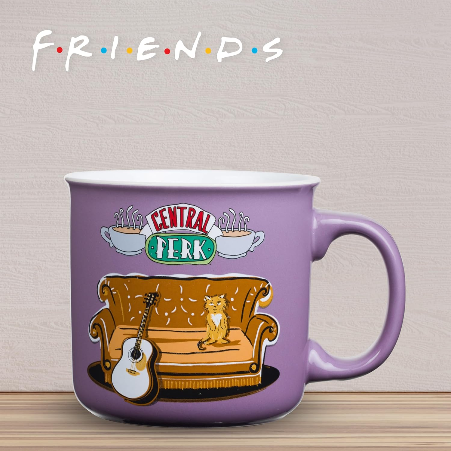 Silver Buffalo FRD463E1 Friends Smelly Cat Central Perk Camper Ceramic Mug, 20-Ounce, Purple