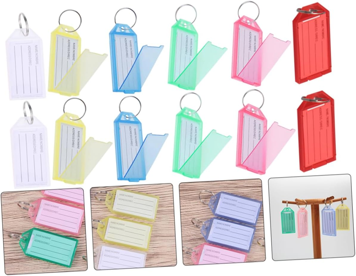 Ciieeo 60Pcs Luggage Tag Key Tags Keychain Labels for Traveling Accessories Portable Key Multi-Function Luggage for Boys and Girls image number 3