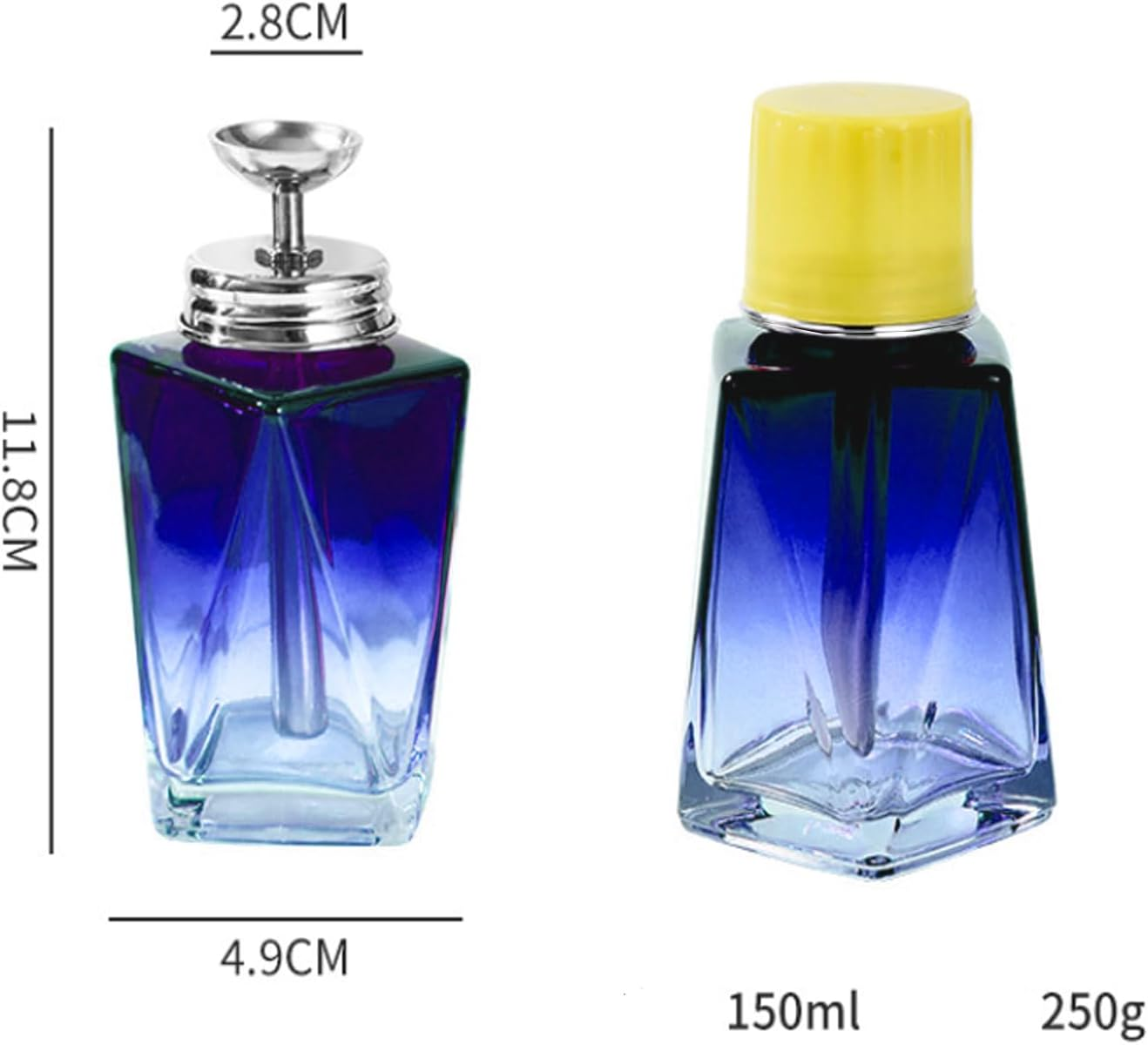 Misforu 5 Oz/ 150Ml Nail Polish Remover Pump Empty Dispenser Bottle Push down Glass Empty Pump Dispenser for Nail Polish Alcohol Makeup Remover Refillable Bottle Acetone Pump Dispenser - Blue image number 2