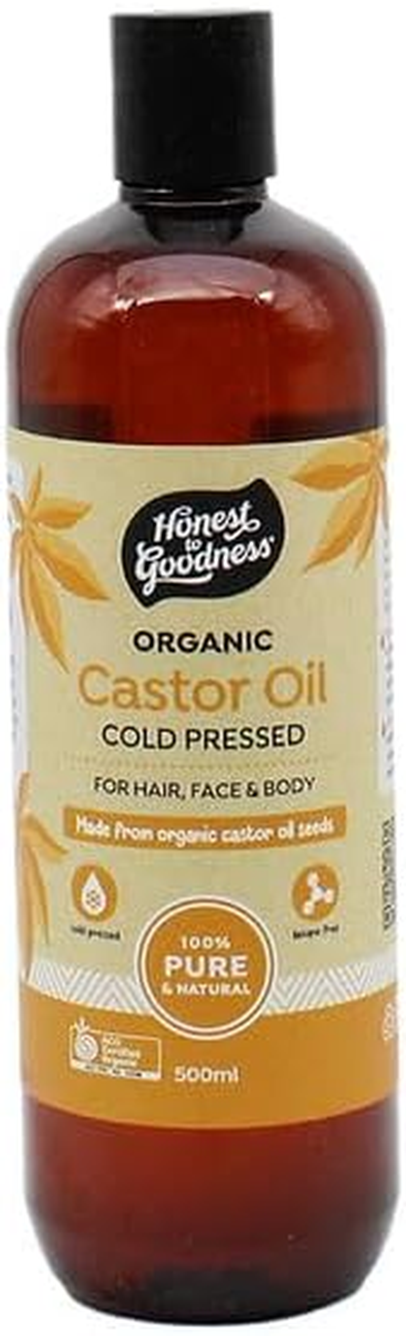 Honest to Goodness, Organic Castor Oil 500Ml - Derived from Organic Beans of Castor Seeds, Cold-Pressed for Maximum Benefits. Versatile in Various Applications. image number 3