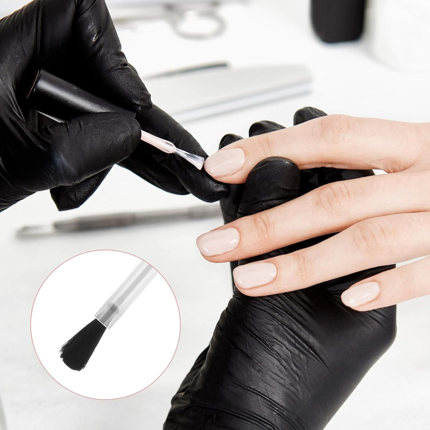 Ptwola Pack of 25 Disposable Replacement Brushes Dipping Powder Nail Art Brush Set with Fine Soft Bristles Nail Polish Brush Set with Handle for Home DIY Salon image number 4