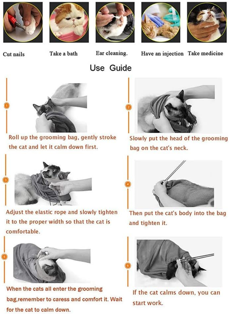 Mesh Cat Grooming Bath Bag Cat Supplies Washing Bags Pet Bathing Nail Trimm AU Pink image number 5