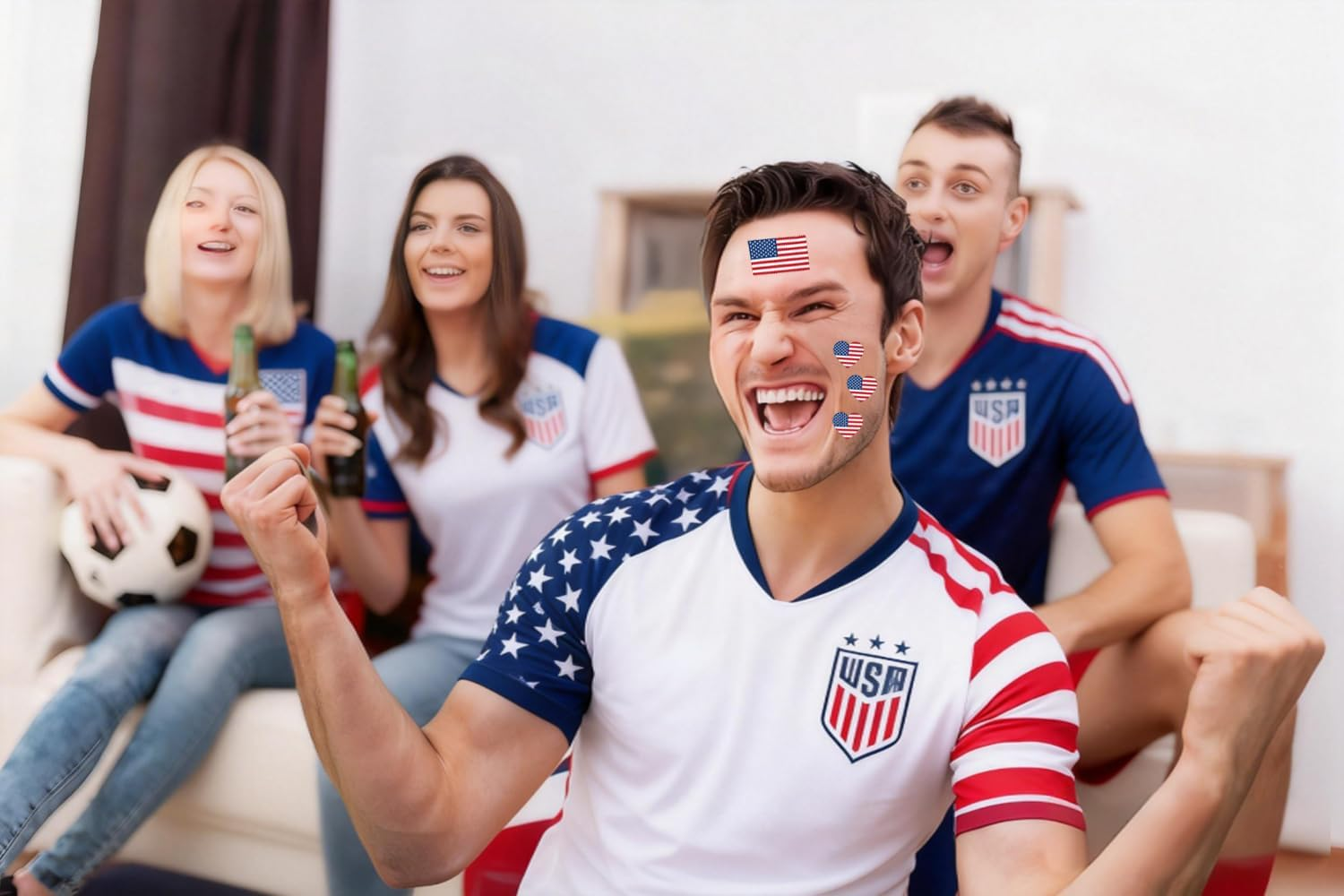 American Flag Tattoos,10 Sheets the USA America Flag Copa America|Sports Memorial Day, Labor Day Tattoos,40 Pcs Waterproof Sweat Sports National Flag Tattoos for Men Kids Women(America) image number 6