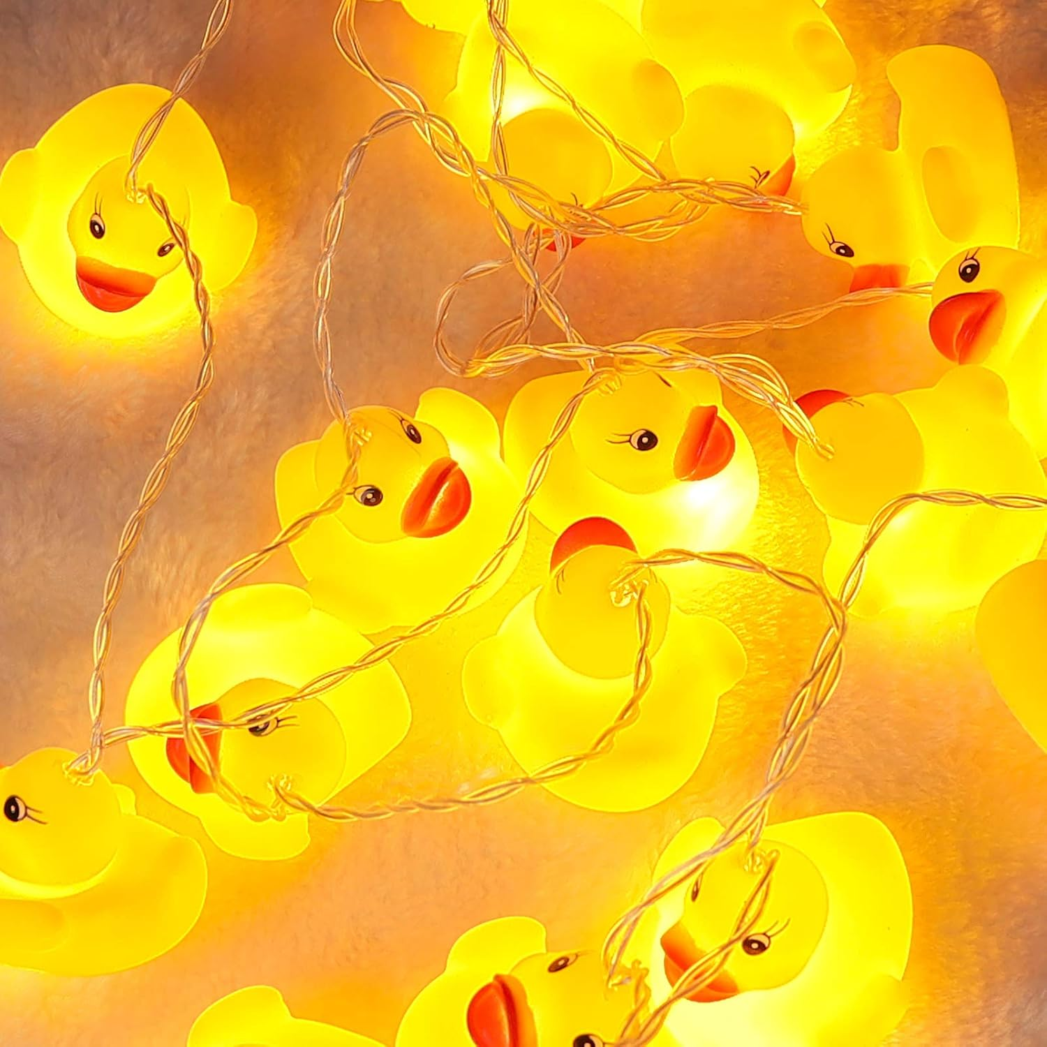10 LED Children'S Room LED String Lights for Holiday Wall Window Tree Decorative Party Yard Garden Kids Bedroom Living Dorm Uses Squeeze Sound Squeaky - Duck