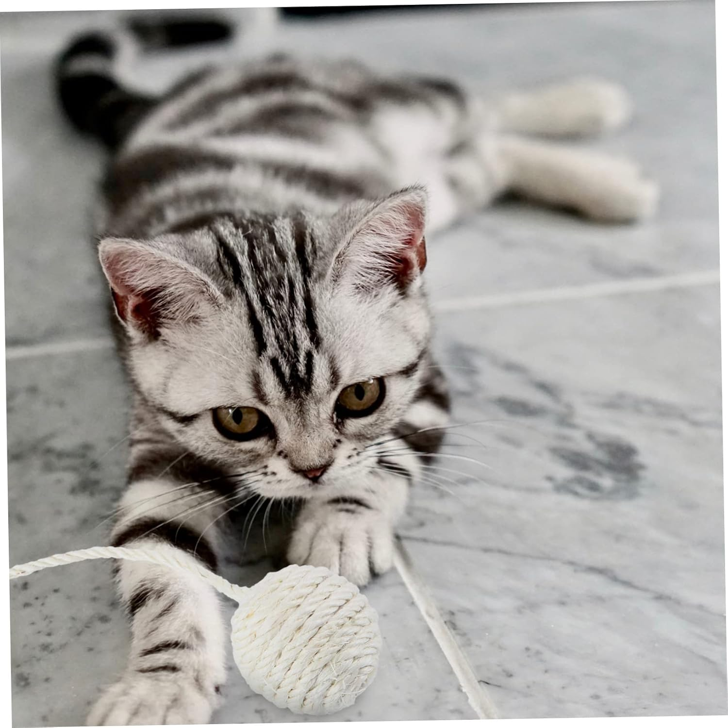 Mipcase Pack of 10 Cat Teasing Entertainment Cat Ball Hanging Toy Shelf Balls Toy Crawling Rack Toy - Sisal Exercise Biting Novelty Self Entertainment image number 3