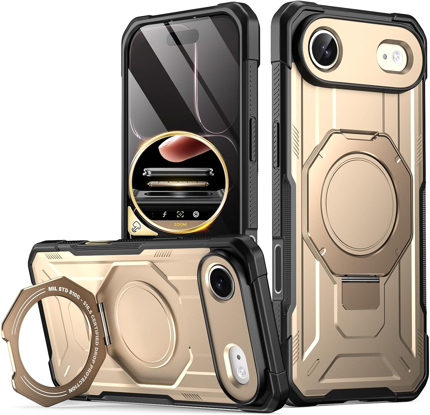 Poetic Spartan Case with Ring Stand for Iphone 17 Pro, [Camera Control Button][Magsafe Compatible], Full Body Rugged Shockproof Protective Cover Case, Midnight Blue