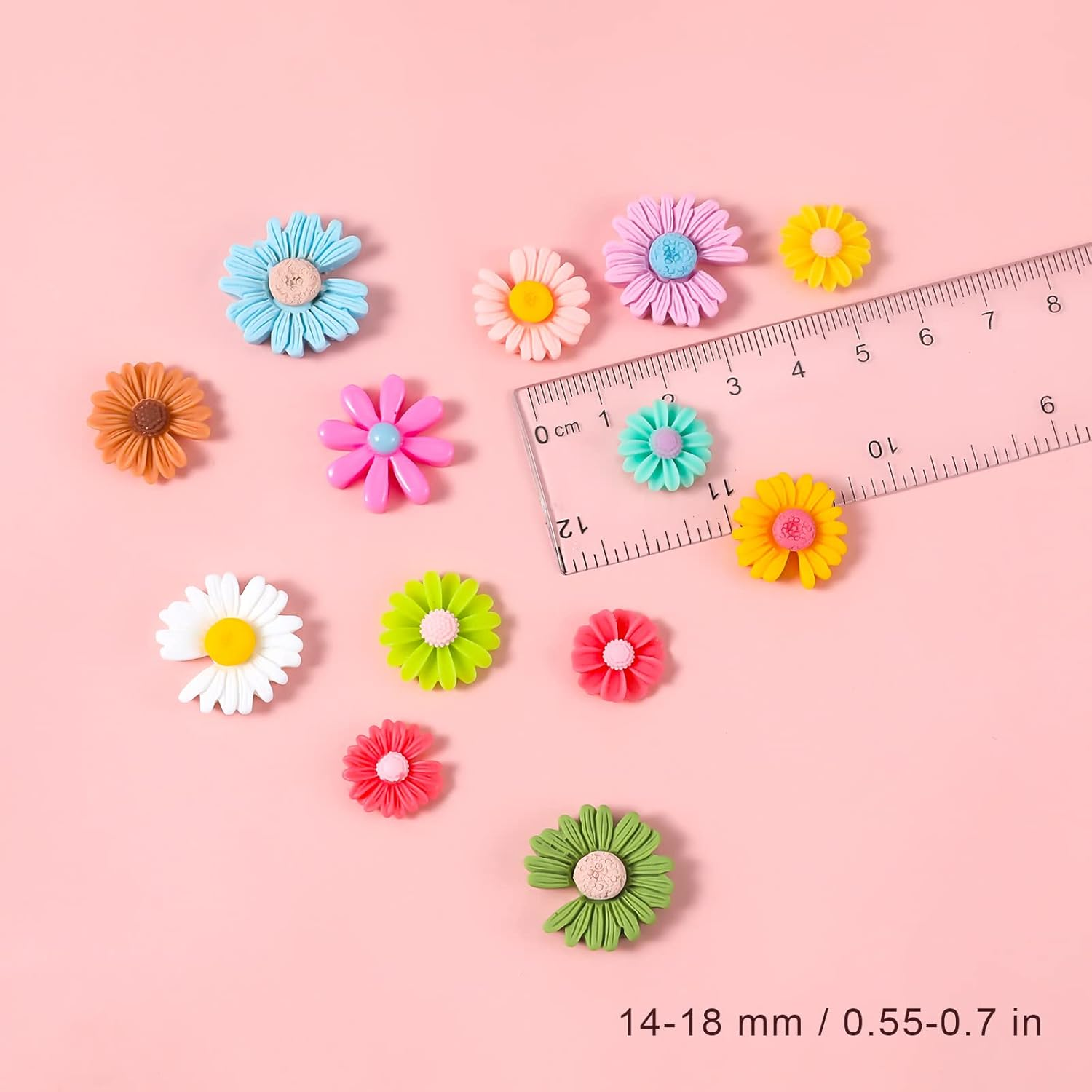 KINBOM 100Pcs Flower Resin Charms, Flatback Resin Beads Daisy Beads for DIY Scrapbooking Jewelry Making Craft Decorations (Mixed Colors) image number 3