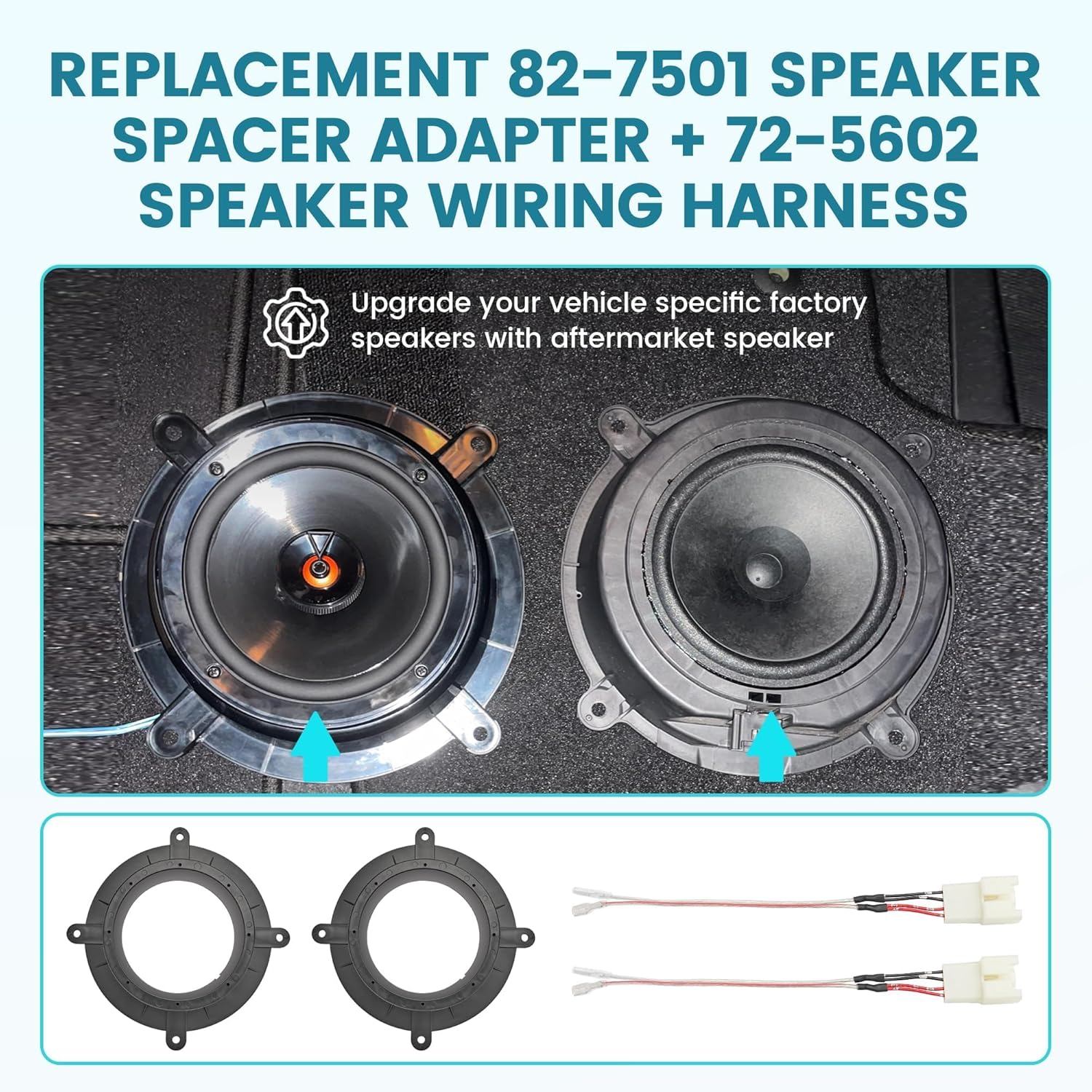 Nuith Replacement 82-7501 Speaker Spacer Adapter W/ 72-5602 Speaker Wiring Harness for Mazda 3 6 CX-5 CX-9 2013-2020 6-6.75 Inch Install Bose Front Door Speaker Subwoofer Adapter image number 2
