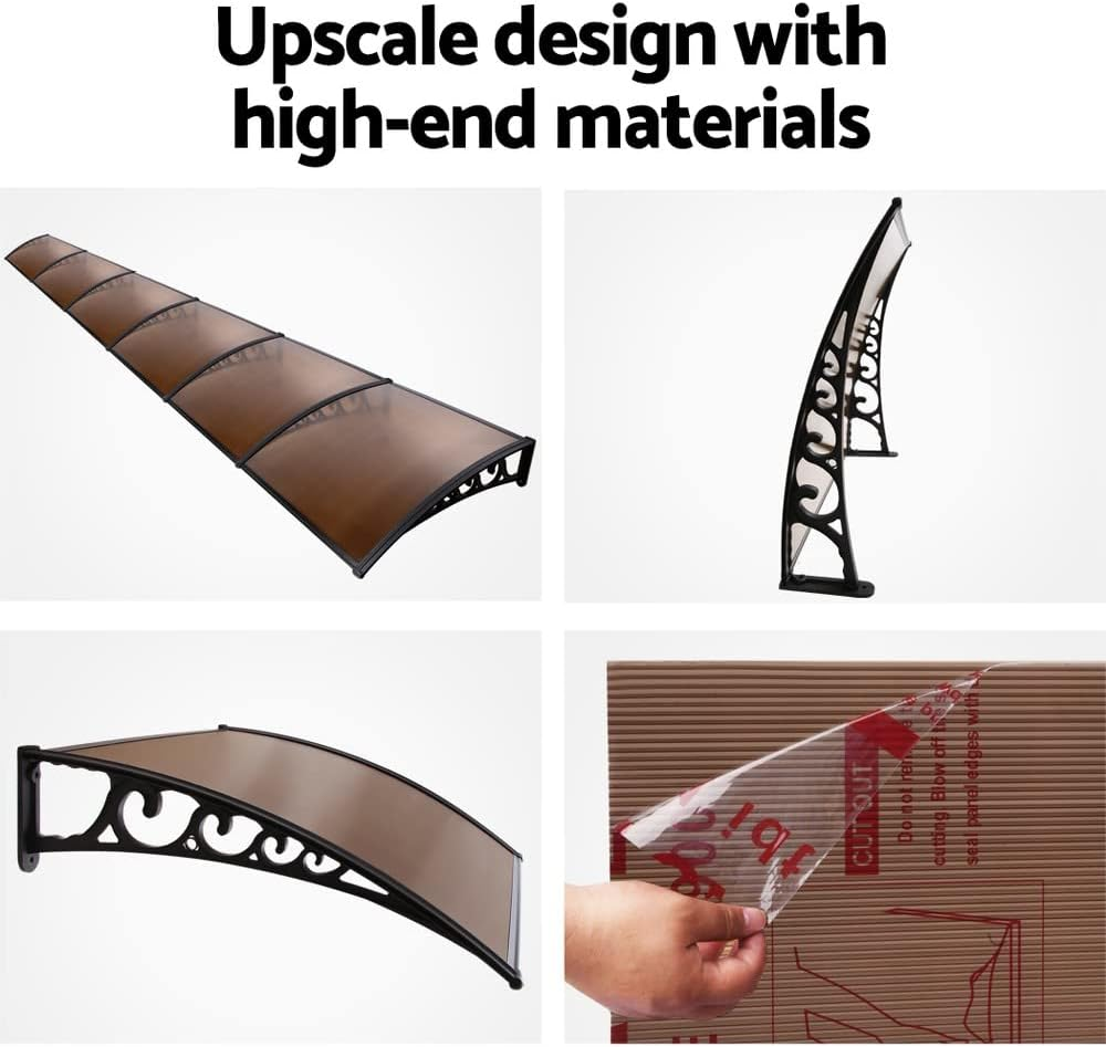 Instahut Window Door Awning? 1Mx6M Brown Hollow Sheet Plastic Frame image number 3