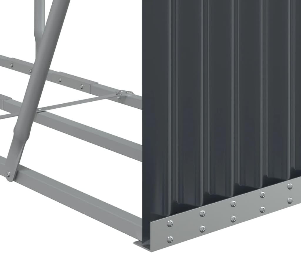 Log Holder Anthracite 180X45X100 Cm Galvanised Steel Fireplace Accessory, Heavy-Duty Storage Rack with Hooks for Indoor and Outdoor Firewood Use image number 2