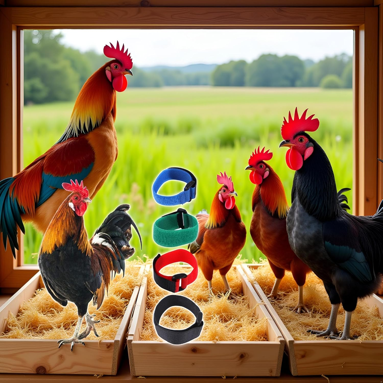 2Pcs anti Crowing Collar Adjustable Rooster Cockerels Anti-Hook No Noise Nylon Neck Strap Pet Products Pets Collar anti Crow Rooster Rooster Collar Collar anti Crow Rooster Collar for Small Rooster image number 6