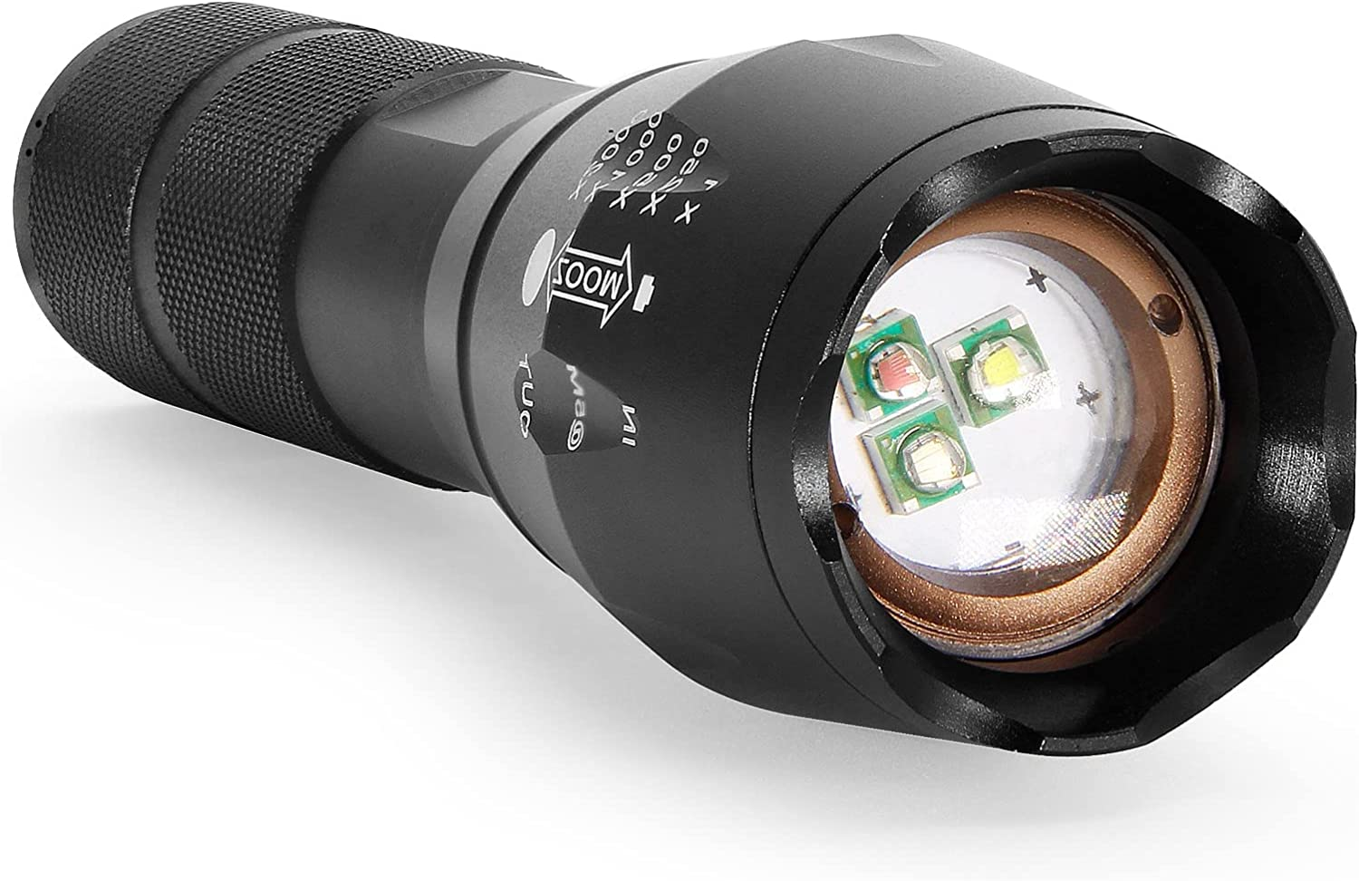 Red Green White Flashlight, 1000 Lumens Powerful LED Waterproof Adjustable Focus Tactical Torch for Fishing, Hiking, Camping, Caving, Outdoor Activities