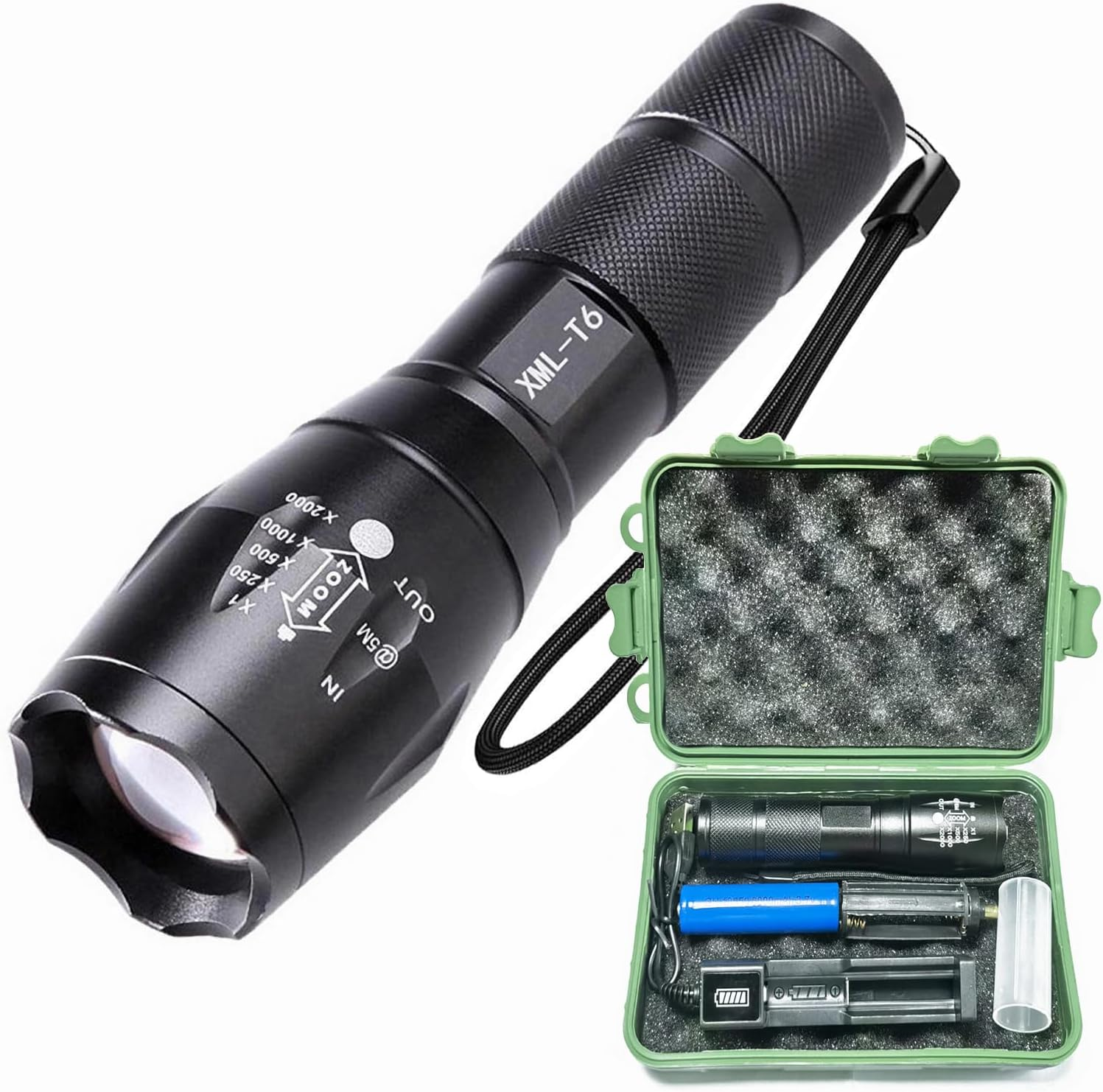 T6 Zoomable Aluminum LED Flashlight, Super Bright, Portable Torch, Powerful Emergency Flashlight Has 5 Modes, Outdoor for Camping, Hiking, Fishing, Tactical Handheld Torches (Rechargeable-137Mm) image number 4