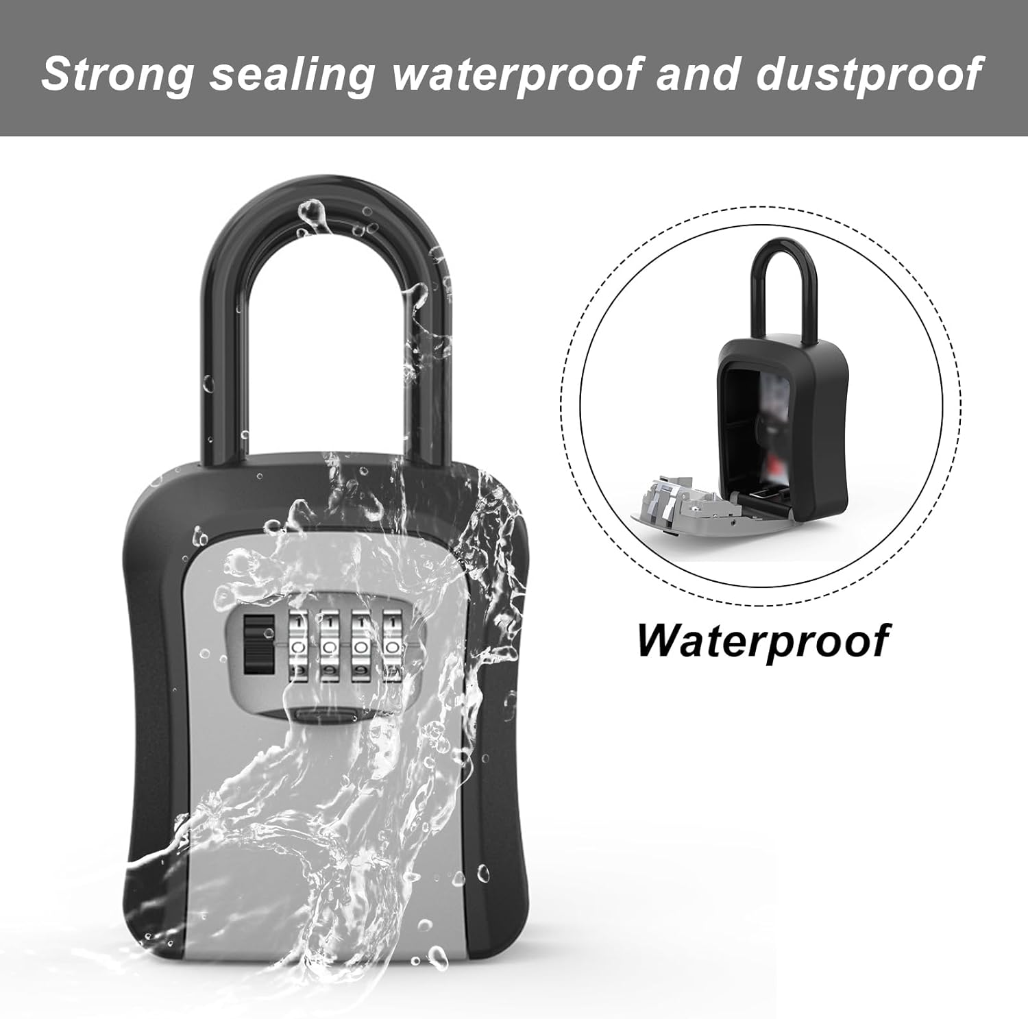 Ogetok Key Lock Box, Wall Mounted Key Safe Security Storage Box with Resettable Code for House Keys, Portable Combination Lockbox for Home, Office, Outdoor Garden, Store, Apartment, Black image number 6