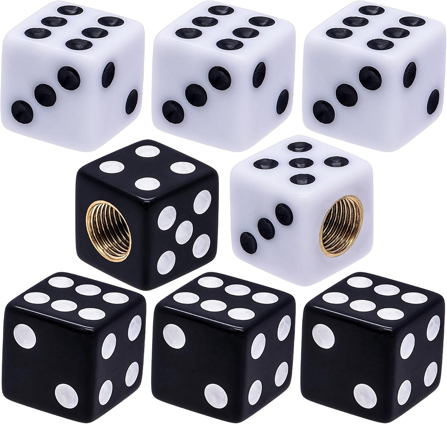 MEAJOO 4PCS Dice Shape Tire Valve Stem Caps, Universal Copper Core Dustproof Tire Valve Stem Covers for Cars, SUV, Trucks, Bikes, Motorcycles, Bicycles(Red)