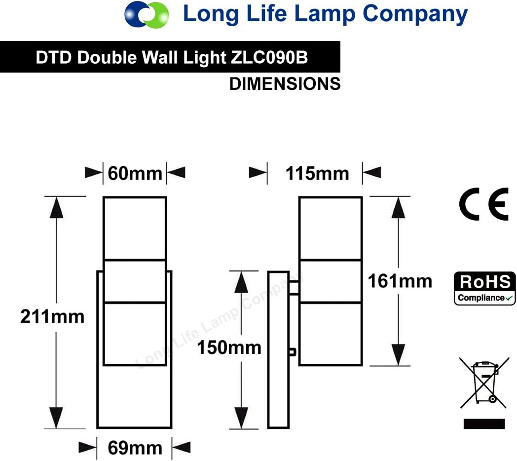 Outdoor Wall Light Dusk Till Dawn Sensor Black Finish Stainless Steel up and down Shining IP65 ZLC090-B image number 3