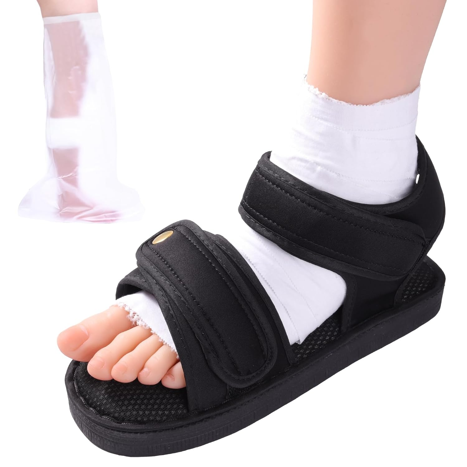 ENLUNTRA Post Op Recovery Shoe, Lightweight Medical Walking Shoe with Adjustable Strap for Post Surgery or Operation Support, Broken Foot, Stress Fractures, Sprains, Injured Toes, Bunions for Left or Right Foot for Men or Women, 1 Pcs, S