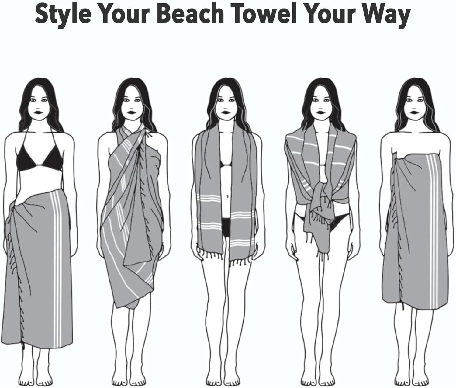 Turkish Peshtemal Towel Set of 2 &ndash; 100% Cotton, Fast Drying, Lightweight Hammam Towels &ndash; Beach, Spa, Bathroom, Travel &ndash; Soft and Absorbent Towel Varieties (Beige & Nefti Green) image number 3