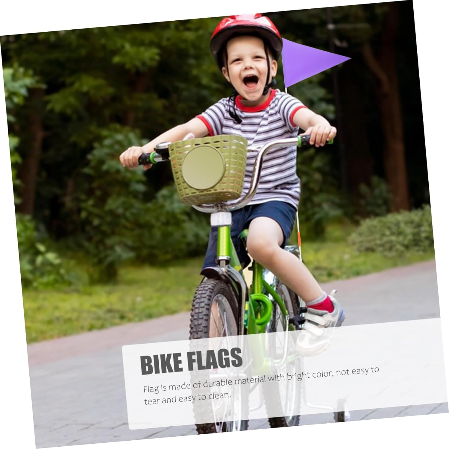 TINEASUR Bicycle Flagpole Set - Small Safety Flag for Cycling, Advertising, and Bike Trailers - Warning Flag with Pole