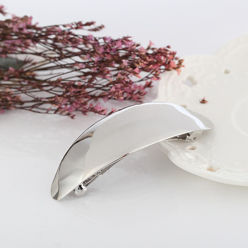 4 Pcs Large Hair Barrette Clips Oval Metal Snap Barrettes Retro Classic Clasp Strong Hold Grip Hair Clips Ponytail Holder Automatic Hair Pins Hair Accessories for Thick Hair Women Girls (Golden+Silver, One Size) image number 1