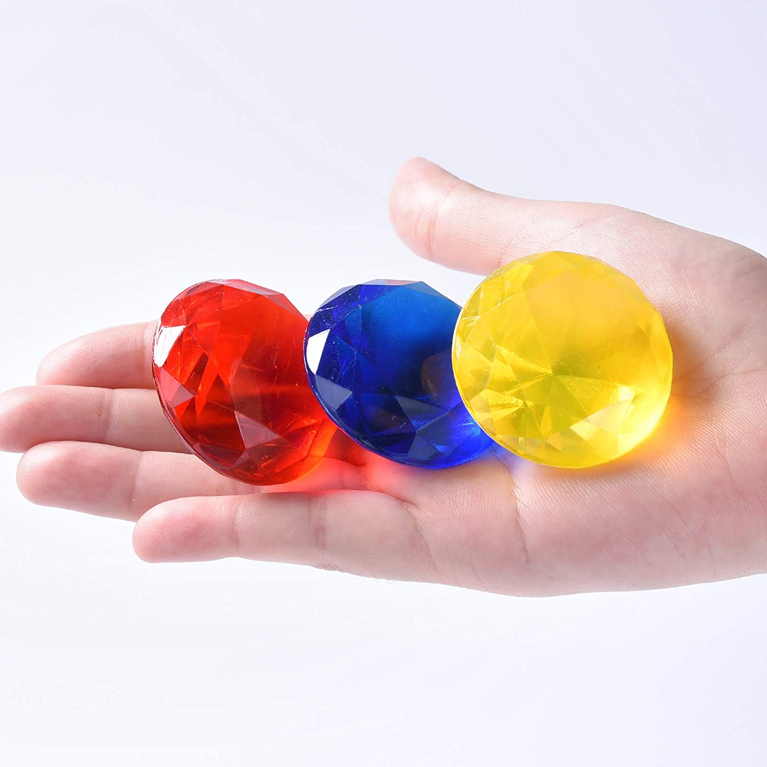 Diving Gem Pool Toy Colorful 6 Big Diamond Set with Treasure Pirate Box Summer Swimming Gem Diving Teaching Toy Sinking Gem Pool Toy image number 1