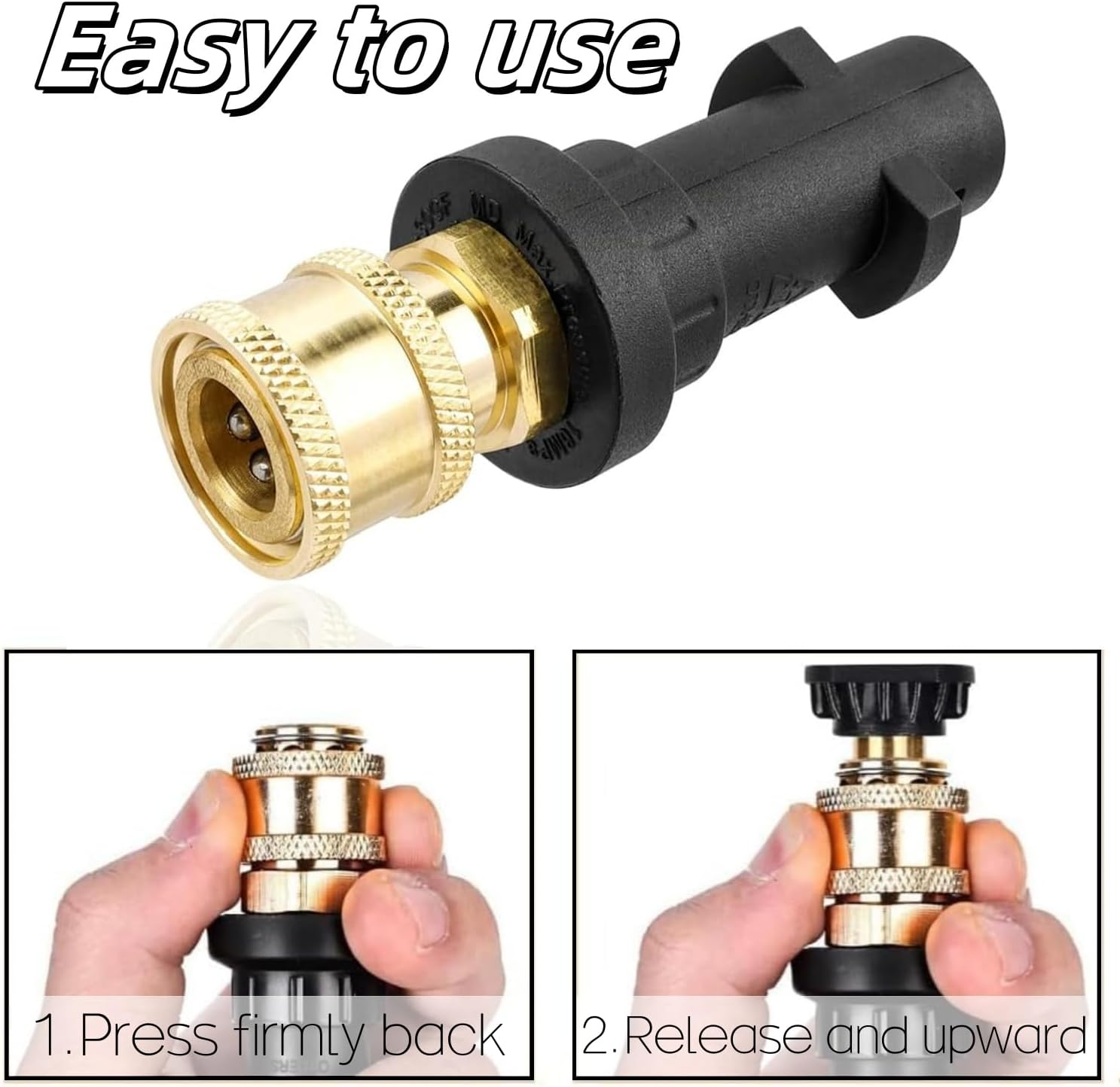 Kastetards High Pressure Washer Gun Adapter,1/4'' Quick Connect Adapter with Brass Female,Foam Gun Parts,With 1 Power Spray Nozzle Tips(Black) image number 6