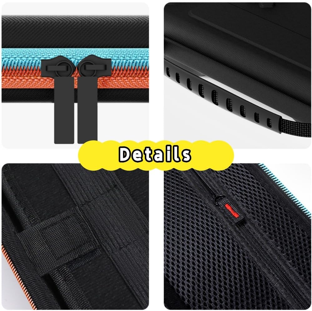 NQQNQQ YS-1 Switch 2 Carrying Case Compatible with Switch 2 (2025)/Switch/Switch OLED, Hard Shell Travel Case with Accessory Storage & 12 Game Card Slots. (Blue/Orange) - Black image number 6
