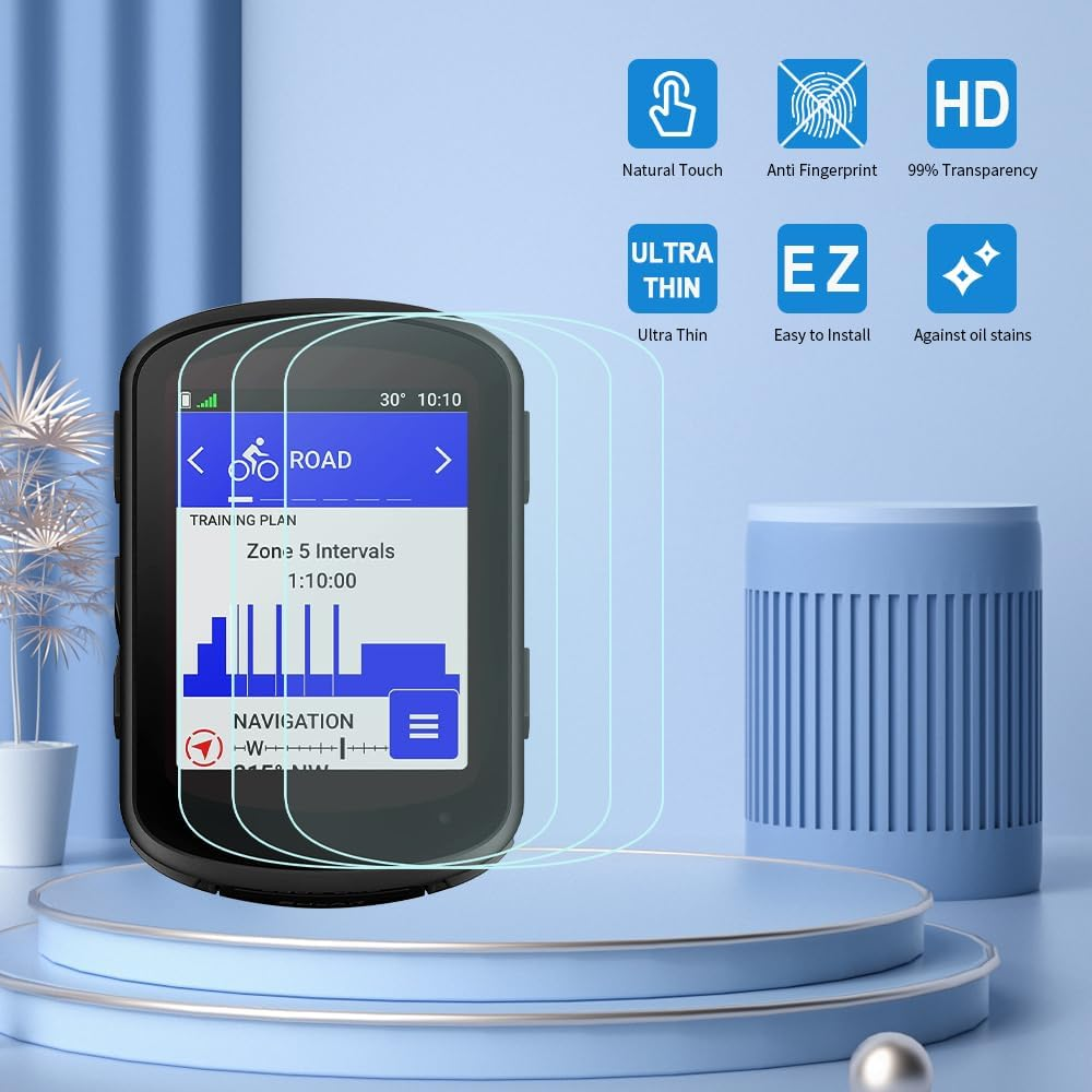 Duttek Glass Screen Protector Compatible for Garmin Edge 540 and Garmin Edge 840 Empered Glass Screen Protector, 2.5D Arc Edges 9H HD Anti-Fingerprint 3-Pack image number 5