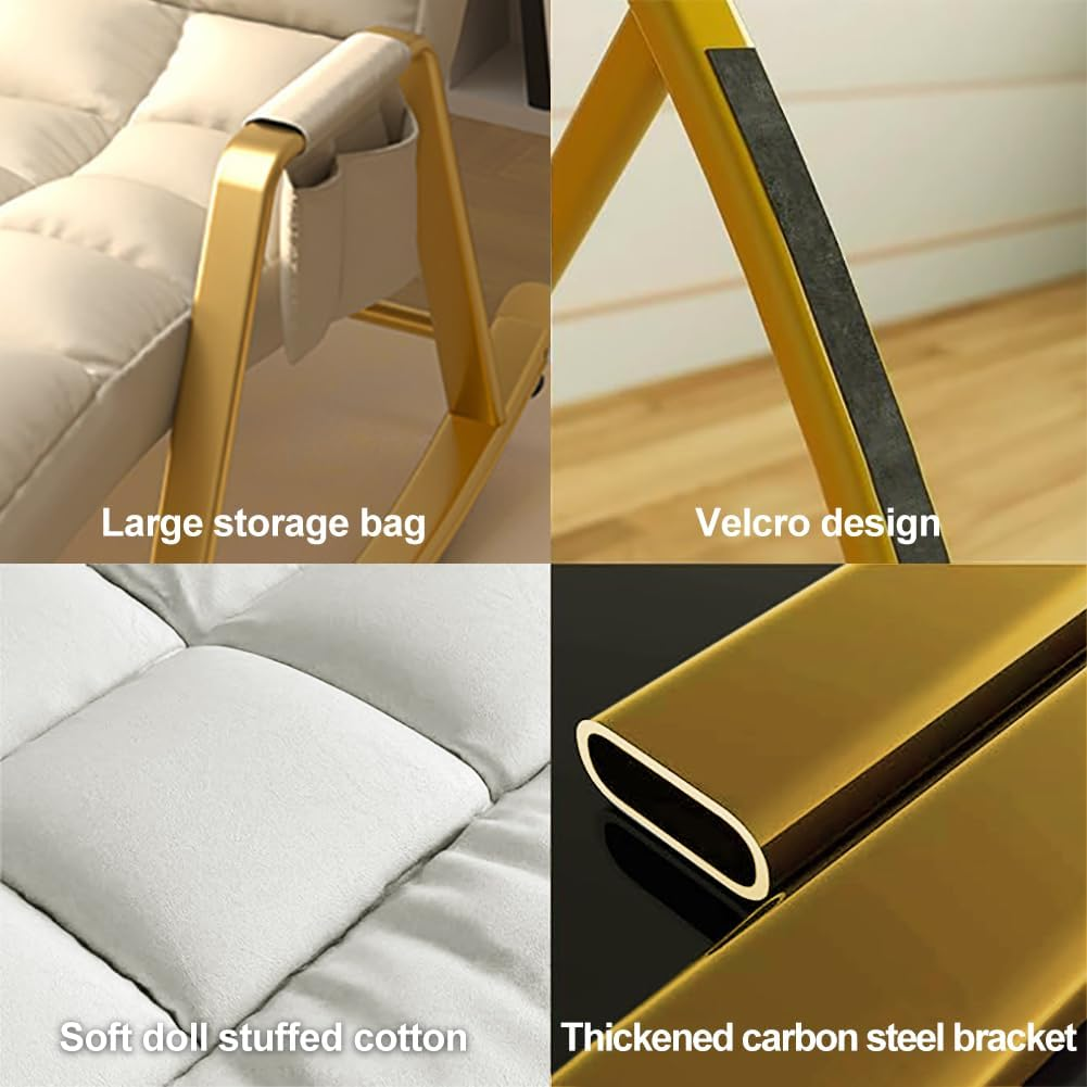 CHAOFLIGHT Double Rocking Chairs,Oversized Relax Chair 5 Speed Adjustable Recliner with Antifouling Upholstered and Armrests Reading Sofa for Living Room,Courtyard,Balcony (Beige Gold Legs) image number 5