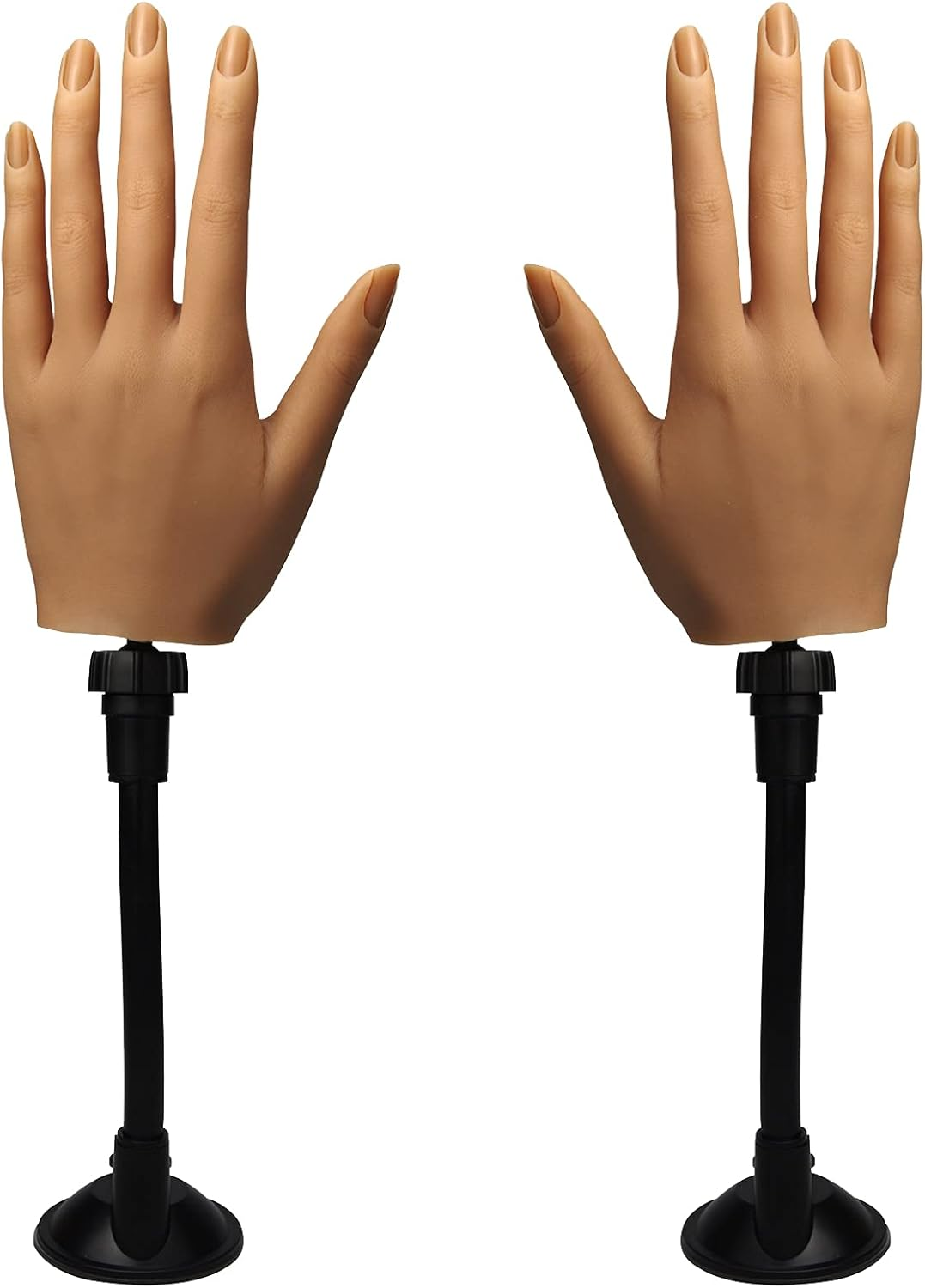 Silicone Practice Hand for Acrylic Nails, Bendable Female Mannequin Life Size Practice Hand with Stand for Nails Practice Nail Art Tools (3#-2P) image number 4