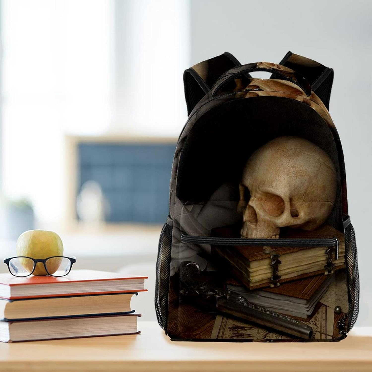 Retro Skull Map Backpack Students Shoulder Bags Travel Bag College School Tote Backpacks