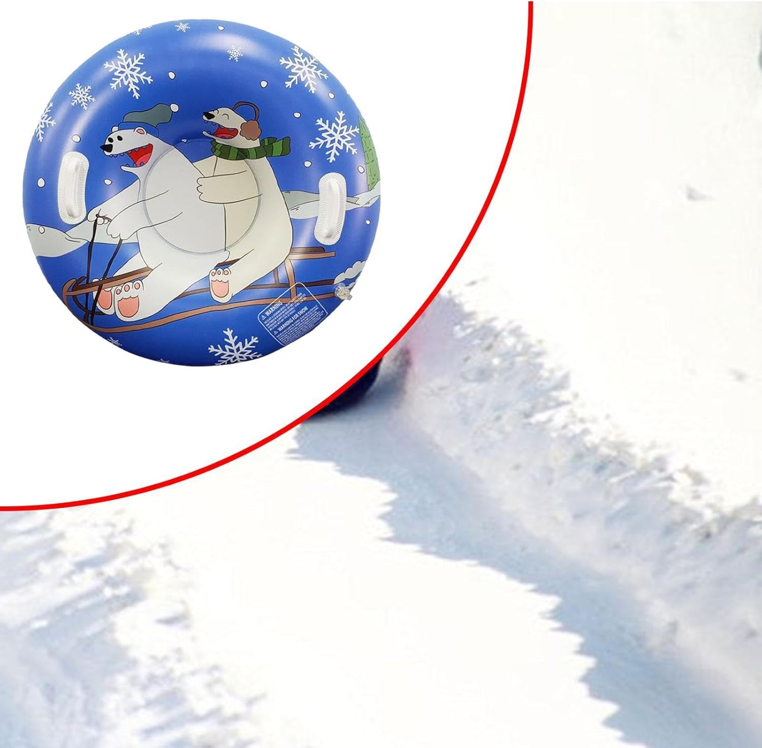 Tadill Inflatable Snow Tube Winter Toboggan Toy PVC Ski Tube Accessory 85Cm Diameter Inflatable Sled with Handles for Tobogganing Birthday image number 2