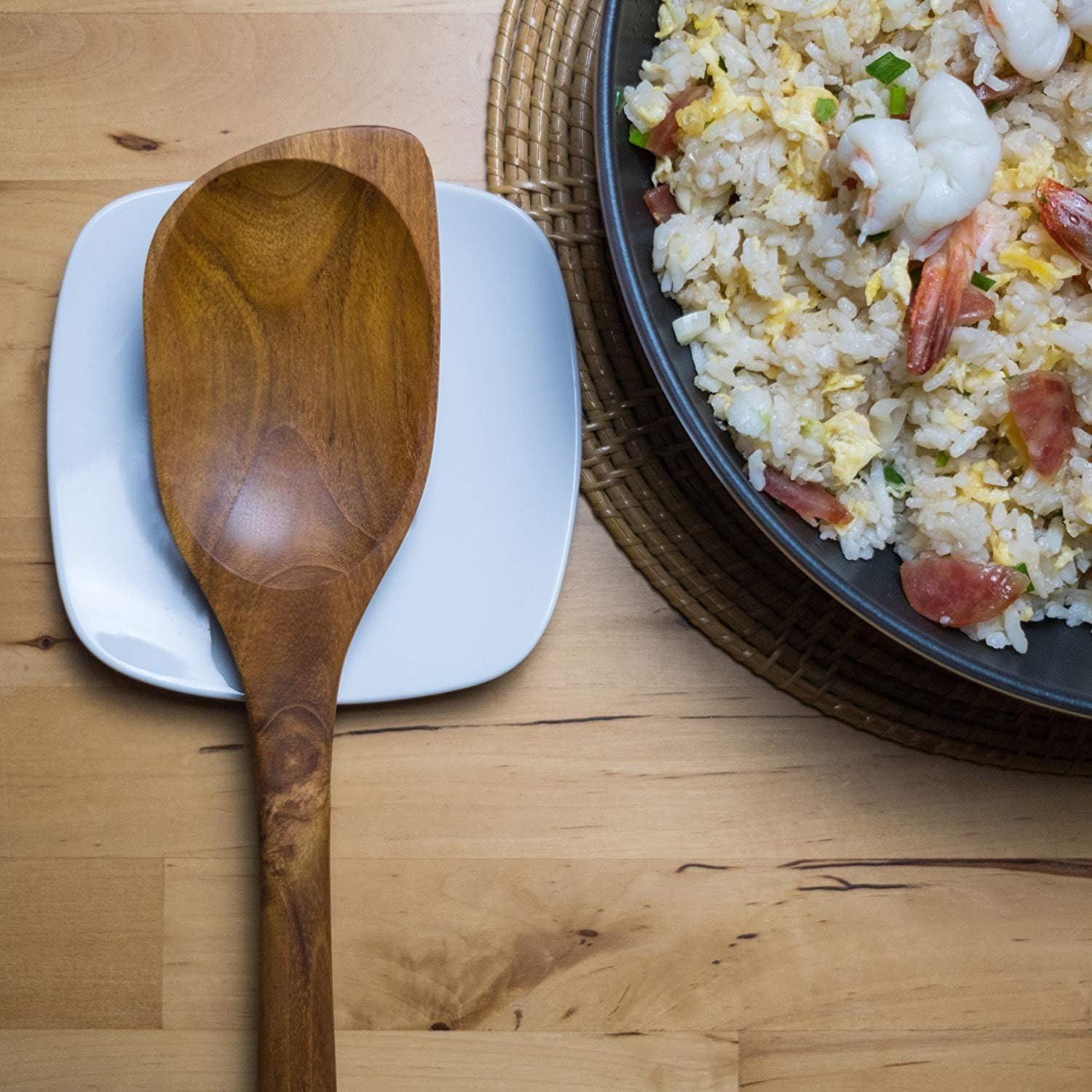 FAAY Teak Wooden Utensils, Healthy Spoon and Spatula Handcraft from High Moist-Resistance Teakwood for Non Stick Cookware (Corner Spoon - Right Hand) - Corner Spoon - Left Hand image number 3