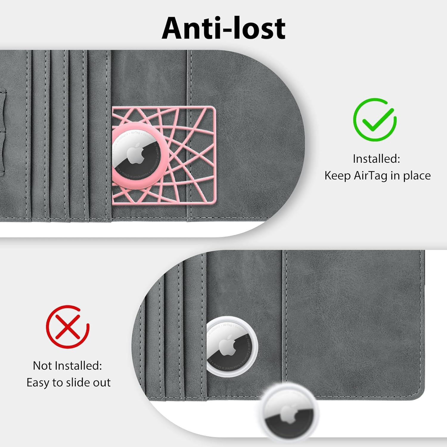 WALNEW 4 Pack Airtag Wallet Holder, Slim Air Tag Wallet Card Case, 0.1 Inch Thickness Ultra Thin Airtag Holder for Purse, Backpack, Clutch, Handbag (4 Colors) image number 5