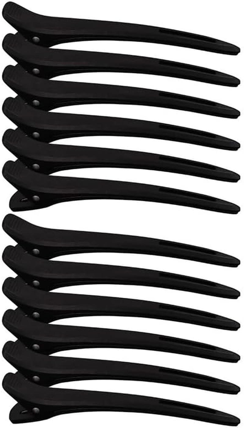 CJESLNA Hair Clips 12Pcs Black Durability Big Bite Duckbill Alligator Clip Barrettes Set Professional Plastic Hair Clips for Easy Styling and Sectioning image number 2