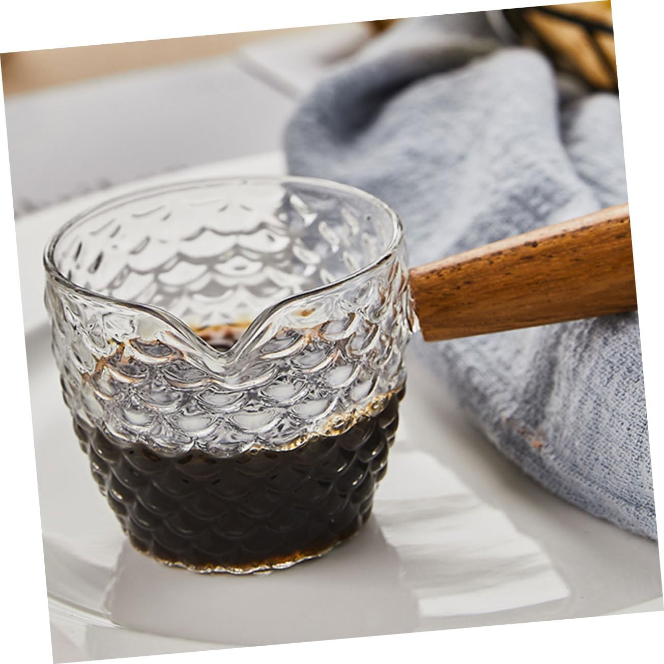 BESTOYARD 2Pcs Wooden Handle Espresso Cup Glass Measuring Cups Coffee Milk Jug for Frothing For image number 6