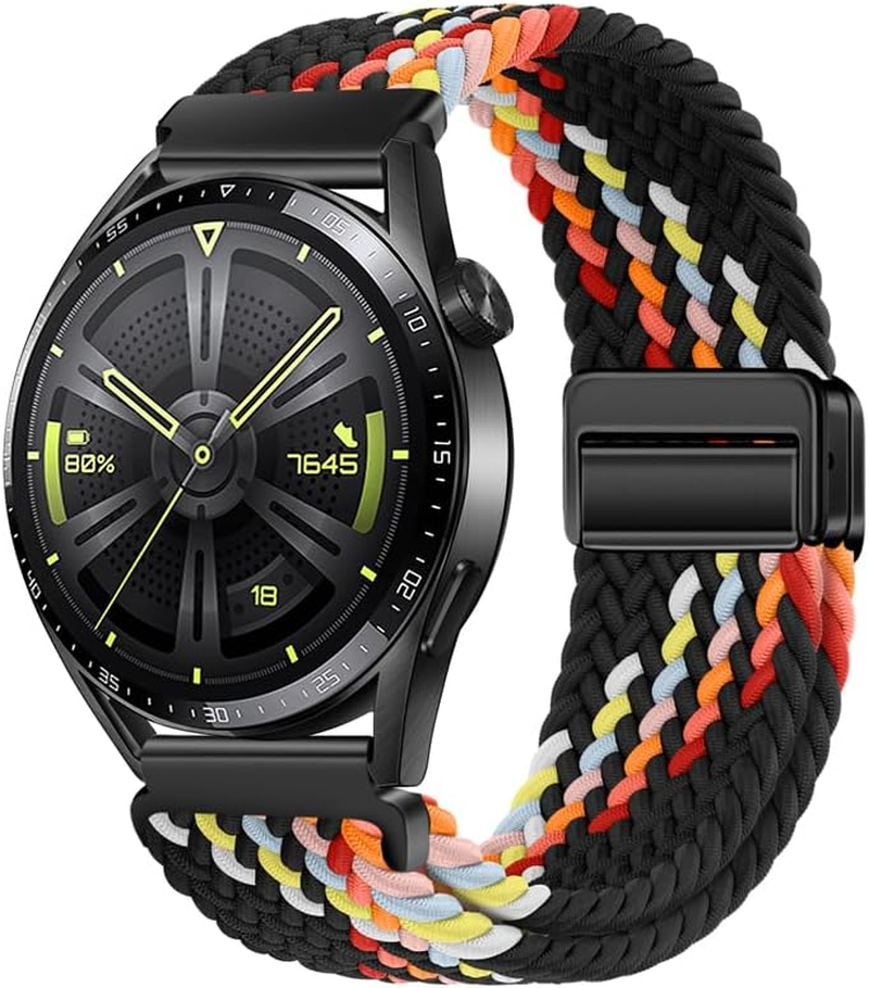 Nylon Strap 20Mm Compatible with Huawei Watch GT2 GT3 42Mm, Samsung Galaxy Watch 7/6/5/4 40Mm 44Mm 45Mm 45Mm, Garmins Vivoactive 5, Amazfits GTS 4, Braided Stretchy Magnetic Watch Band - Blue image number 6