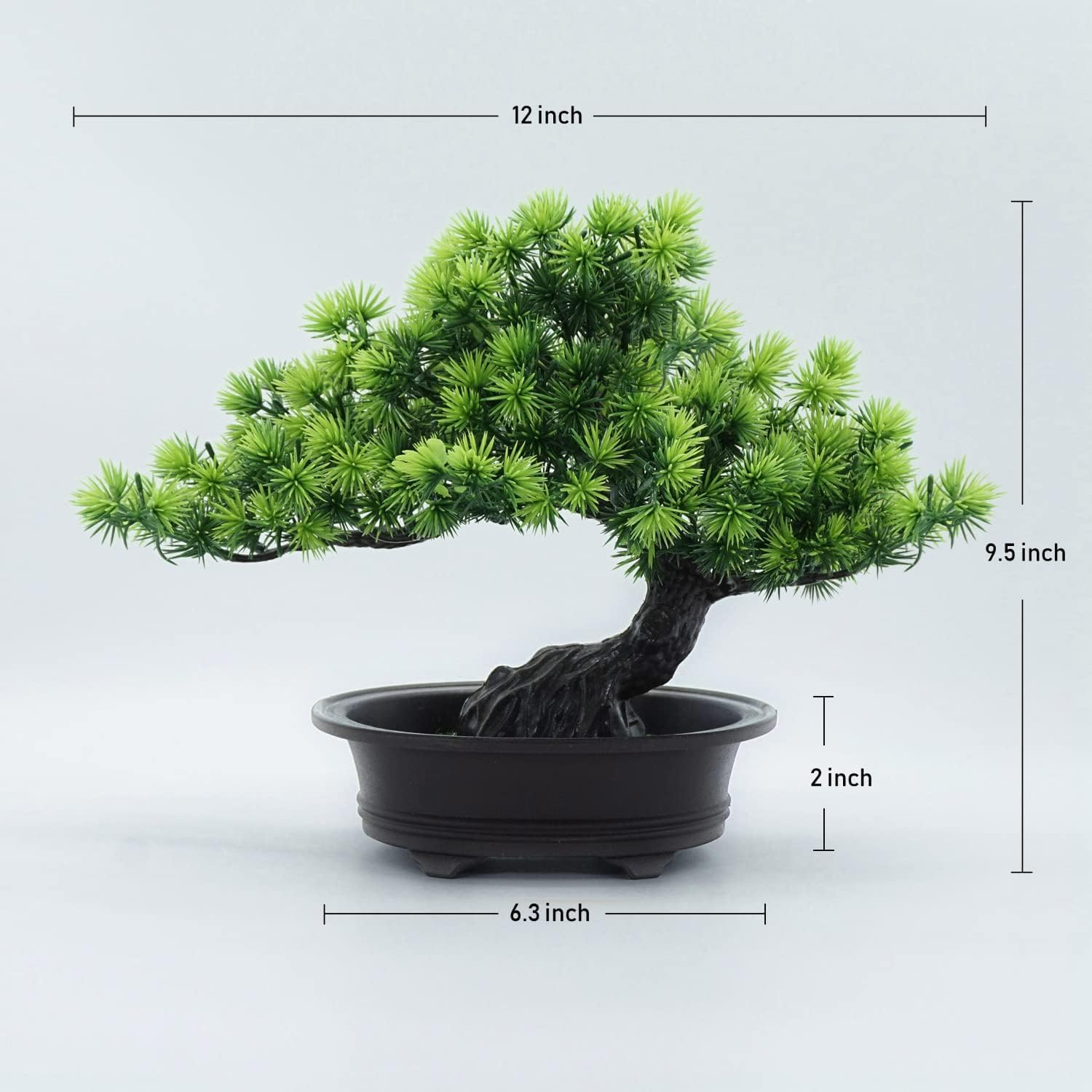 Artificial Plants Greenery Bonsai, Room Decor Fake Bonsai Tree for Home Decor Indoor Bookshelf Office Desk Bathroom Farmhouse Decor, Tall 9.5" image number 1
