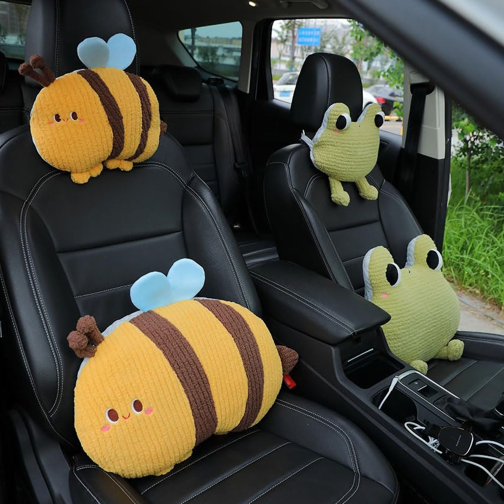 Frog-Shaped Car Headrest Neck Pillow - Drive in Style and Support-Frog Neck Pillow- 1 PCS - Frog Lumbar Pillow- 1 Pcs image number 4