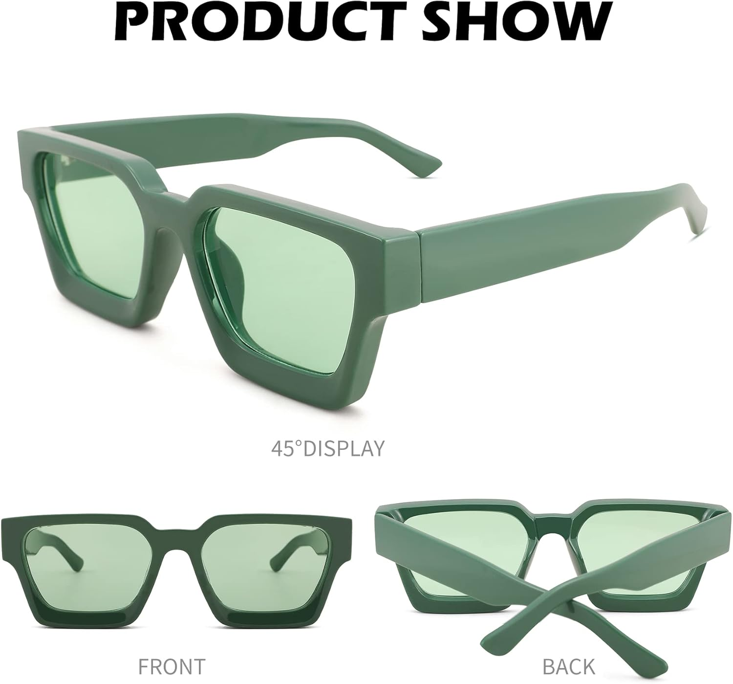 Braylenz Retro Square Sunglasses for Men Women Thick Frame Chunky Rectangle Shades image number 5