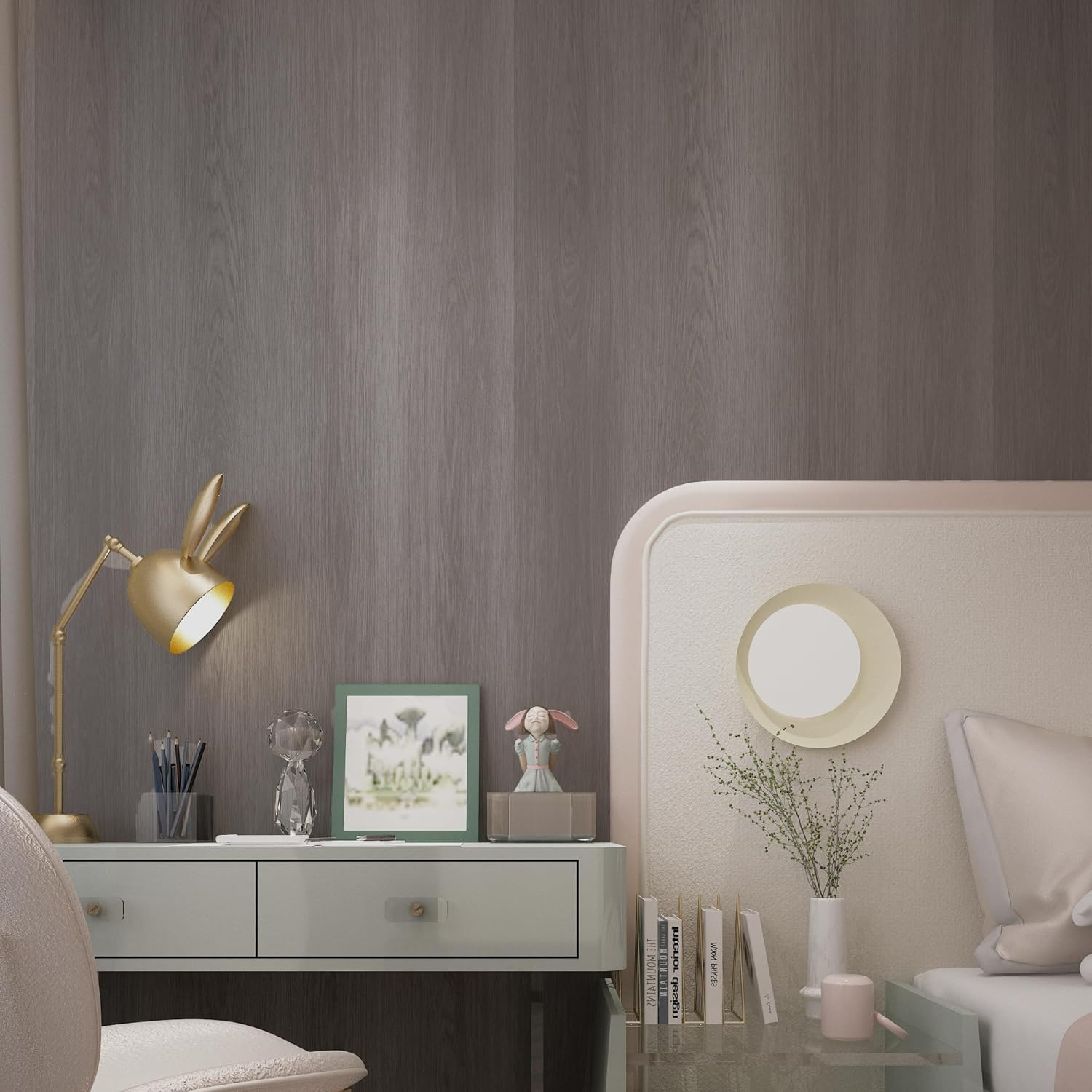 40Cmx3M Grey Wood Peel and Stick Wallpaper Self Adhesive Gray with Brown 3D Textured Contact Paper Light Wood Grain Thick Wear-Resistant Waterproof Cabinet Vinyl Wrap Matte Wall Mural Countertop Decor image number 4