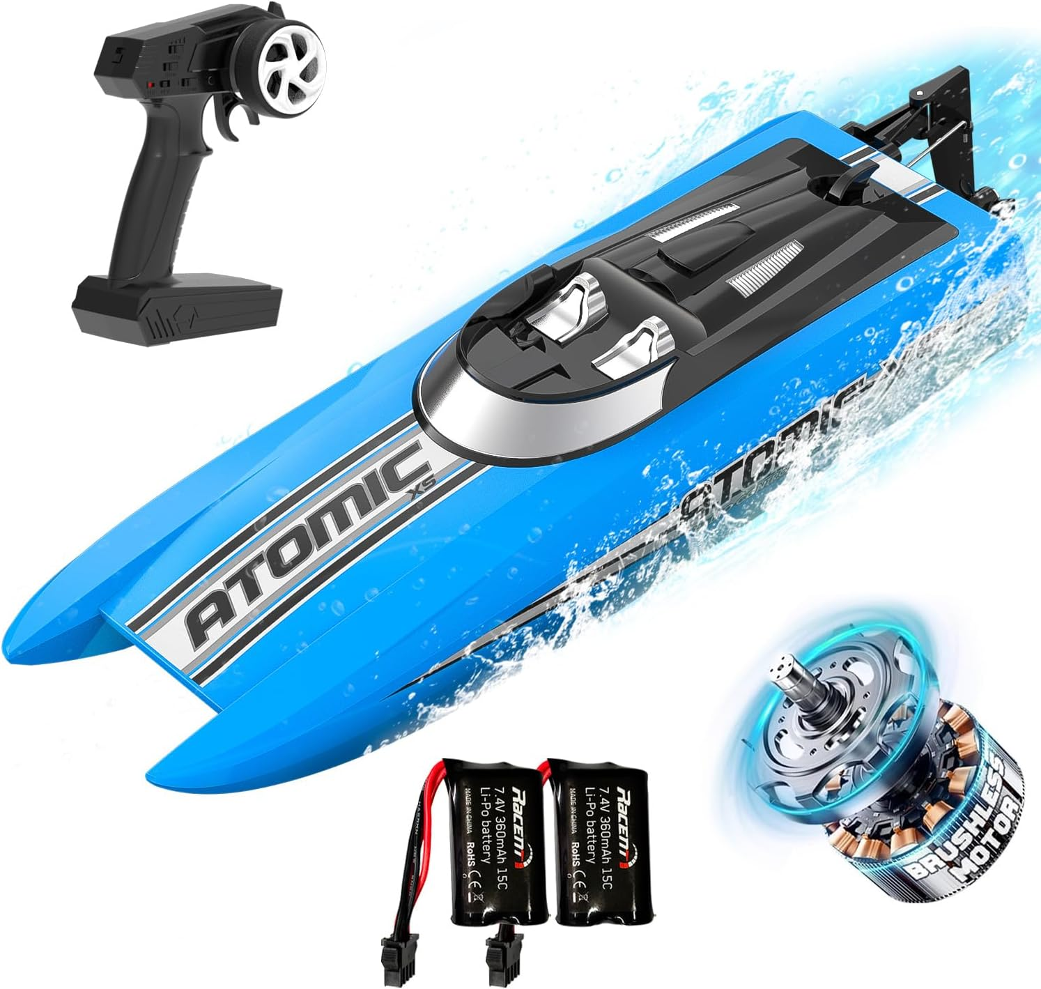 VOLANTEXRC RC Boat 20+ MPH Speed Remote Control Boat for Beginners with 2 Batteries, Reverse Action,Rc Boat for Adults (795-4Yellow)