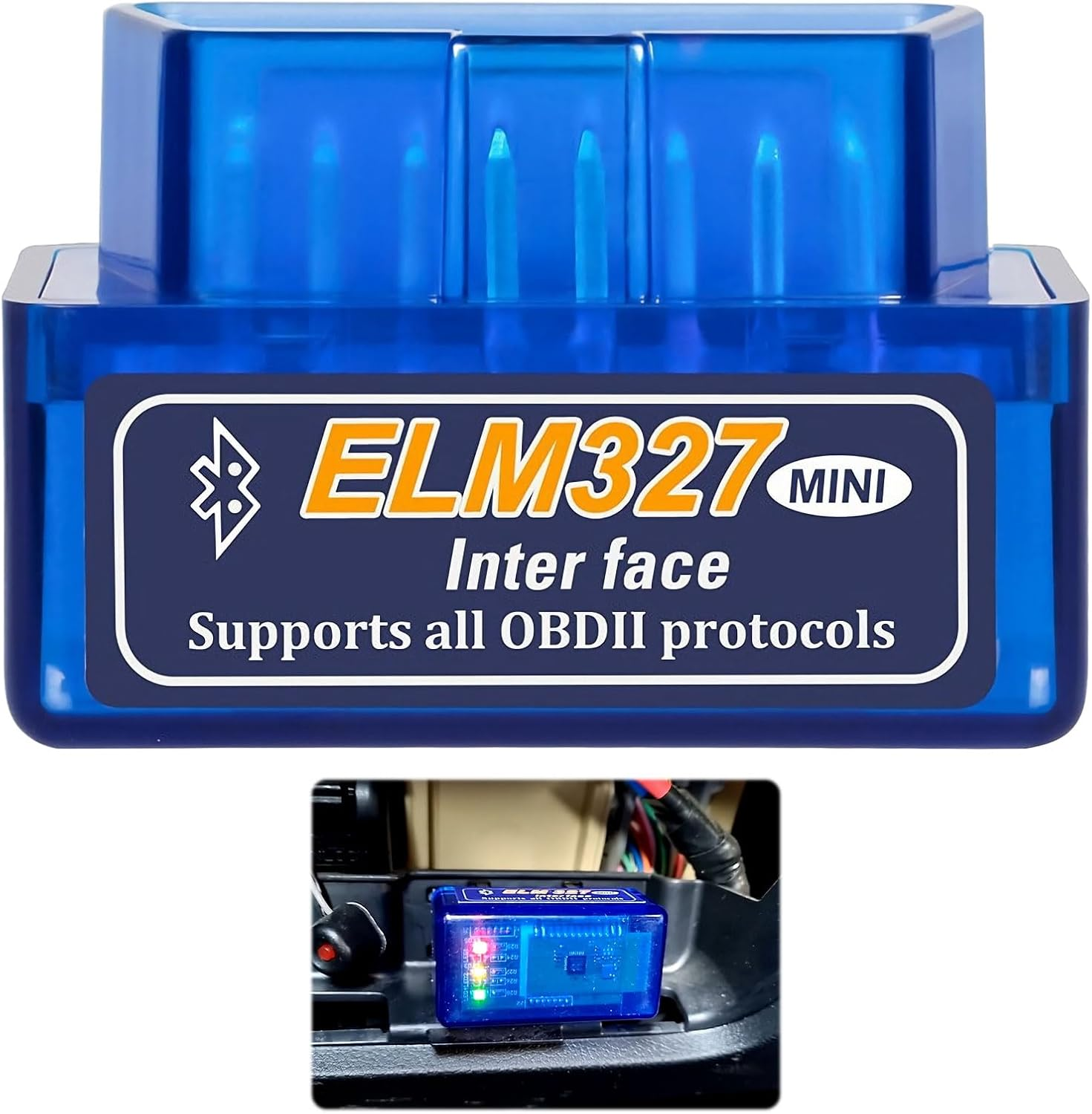 Elm327 OBD2 Bluetooth Scanner, Mini V2.1 OBD Scanner, Wireless OBD Car Code Reader, Bluetooth Scan Tool OBD2 Code Reader, Check Engine Code Reader, Compatible with Android, Symbian, PPC image number 1