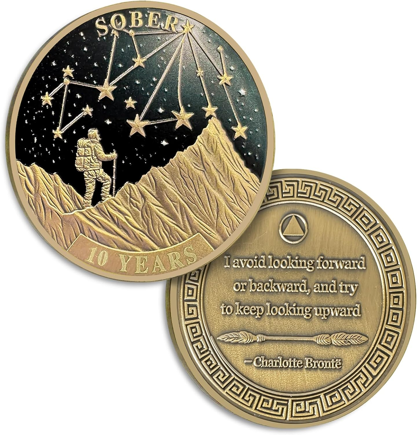 Under the Stars Pathfinder 7 Year Sobriety Coin, Explore Hope AA Coin - Bronze Seven Year Sober Medallions with Inspirational Quotes, Personalized Affirmation Sobriety Gifts for Men and Women