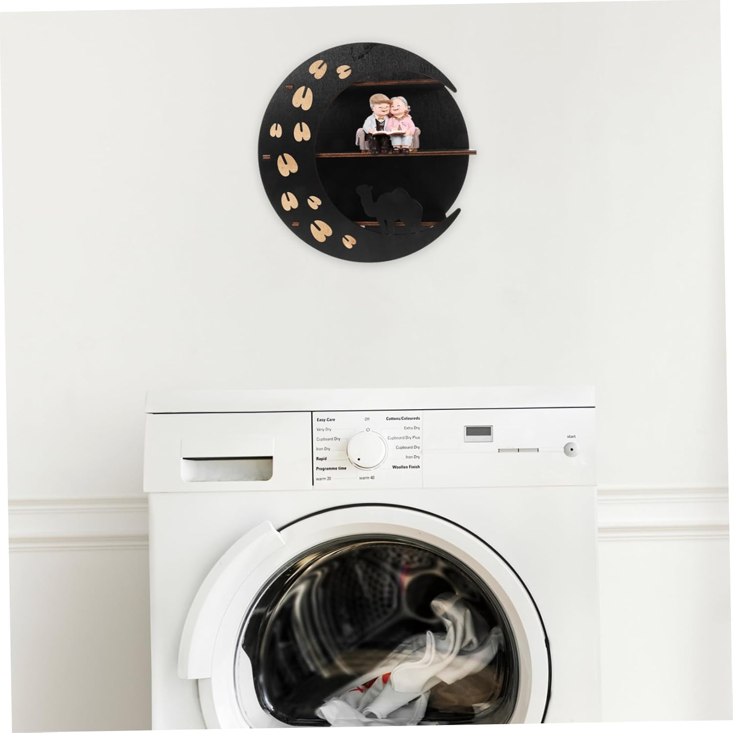 STOBAZA Wooden Crescent Wall Crystal Stand Display Stand Decoration Crescent Floating Shelves Shelf Decorations Display Stand Moon Floating Shelf Boho Decorations Black image number 3