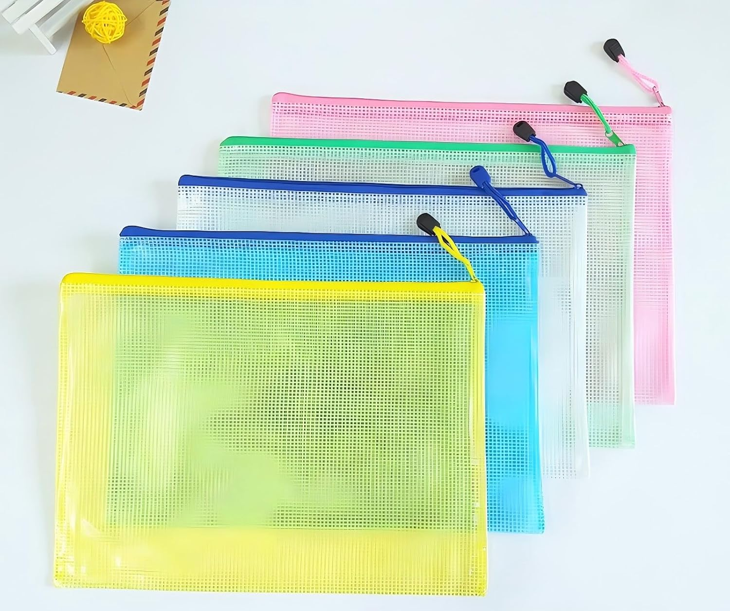 10 Pack Mesh Document Bag, Plastic Zipper File Waterproof Folders Document Pouch for Paperwork School Office Supplies, Filing Envelopes Organizing Storage (A4-13.0X9.0 In) image number 1