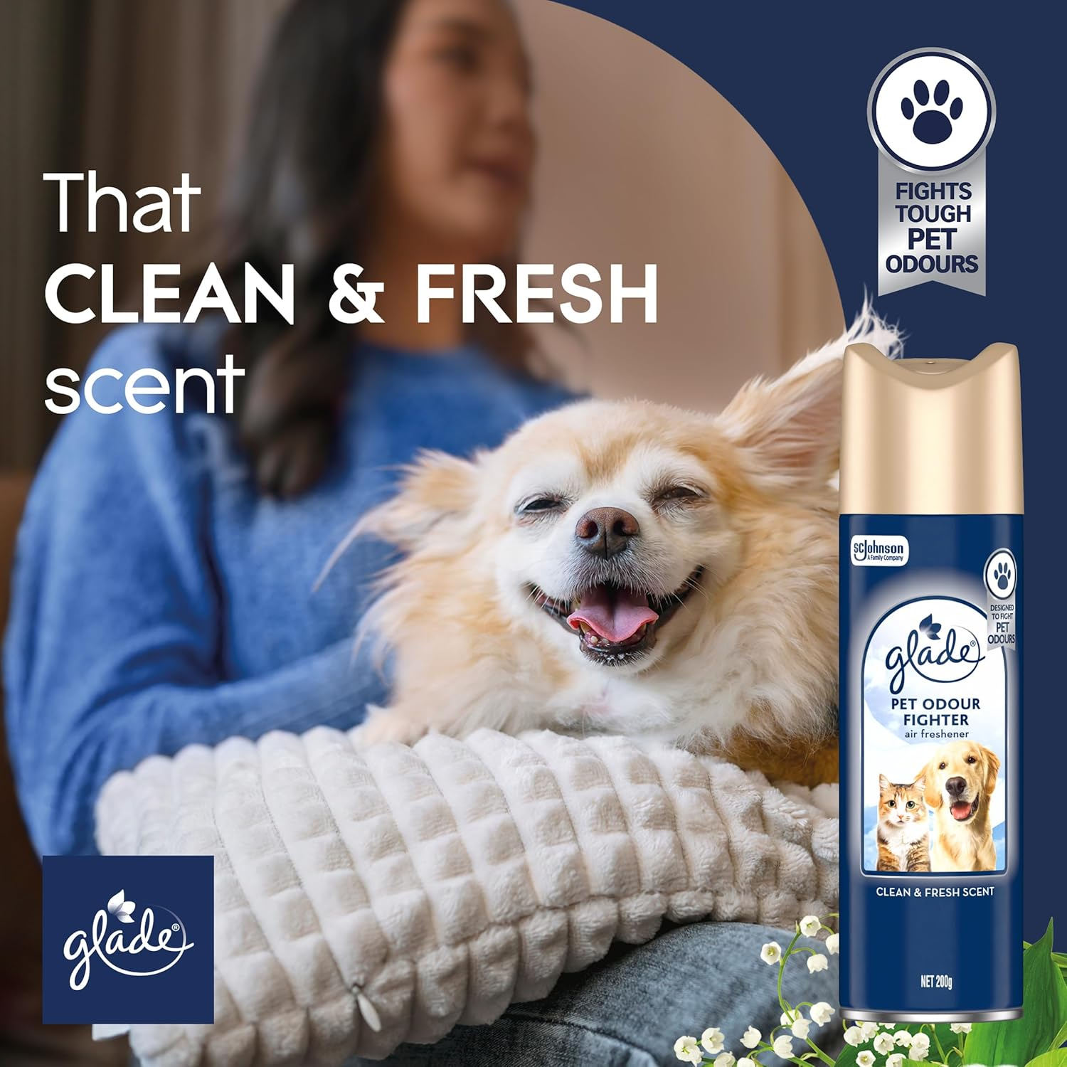 Glade Pet Odour Fighter Air Freshener Spray 200G &ndash; Fights Tough Pet Smells, Clean and Fresh Scent, Fast Acting image number 4